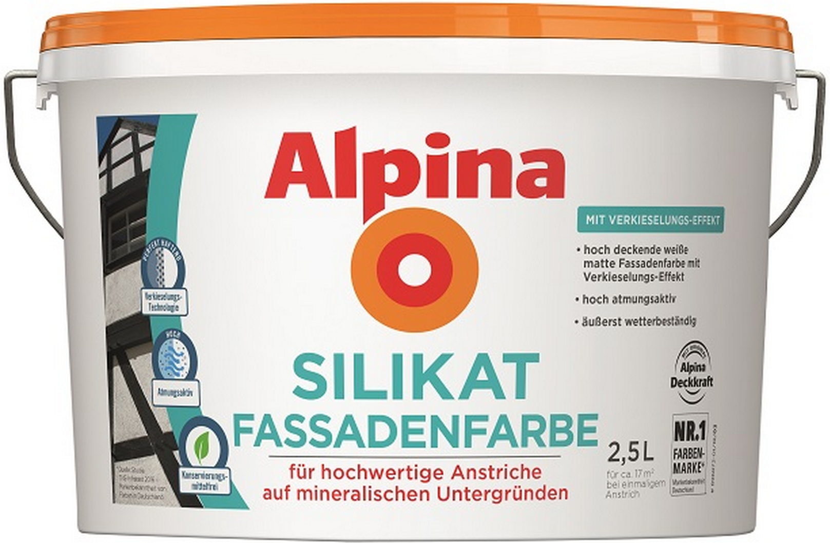 Alpina Silikat-Fassadenfarbe weiß matt 2,5 l