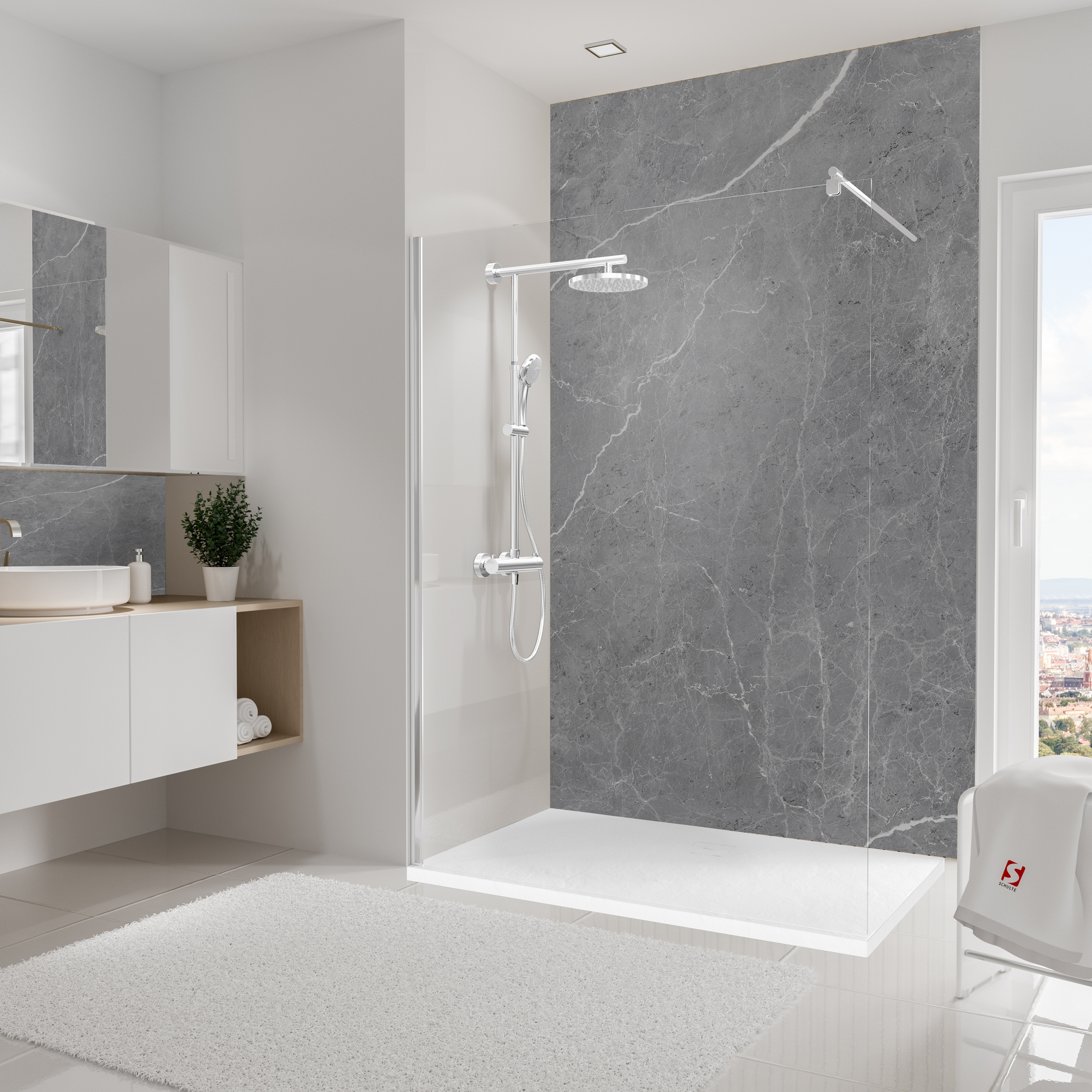 Schulte Duschrückwand 'DecoDesign' Softtouch Stein Marmor-Grau 150 x 255 cm