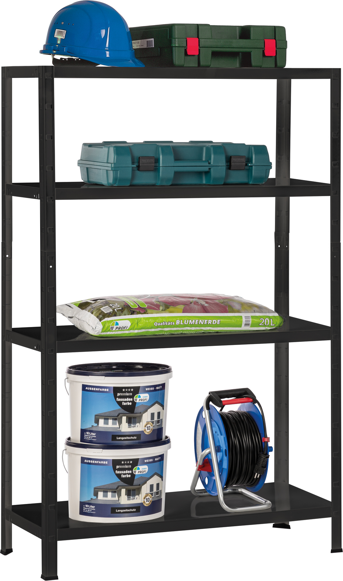 SCHULTE Regalwelt Steck-Grundregal schwarz 100 x 180 x 40 cm, 4 Böden à 65 kg