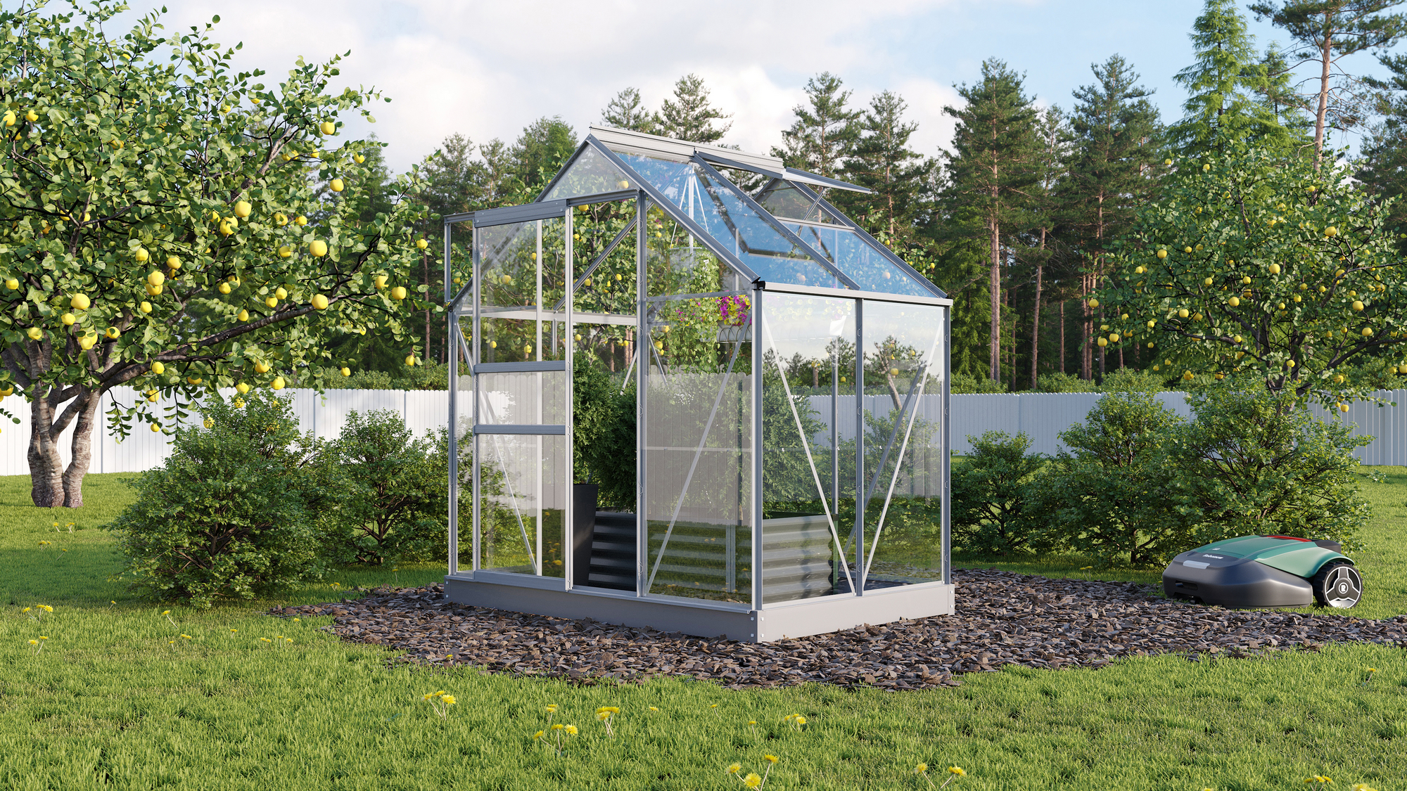 Vitavia Gewächshaus 'Planet 2500' 192,2 x 130 cm mit 3 mm Sicherheitsglas aluminiumfarben