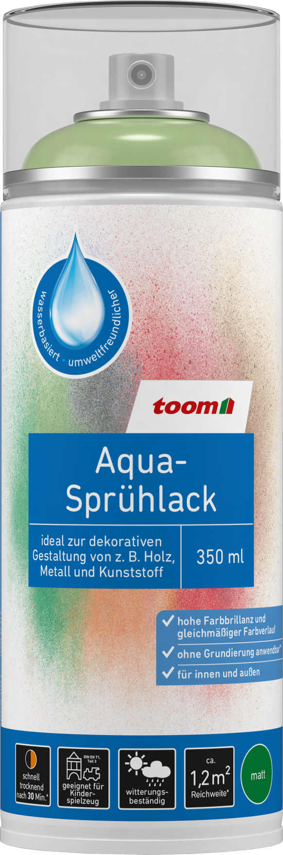 Thumbnail - toom Aqua-Sprühlack lindgrün glänzend 350 ml