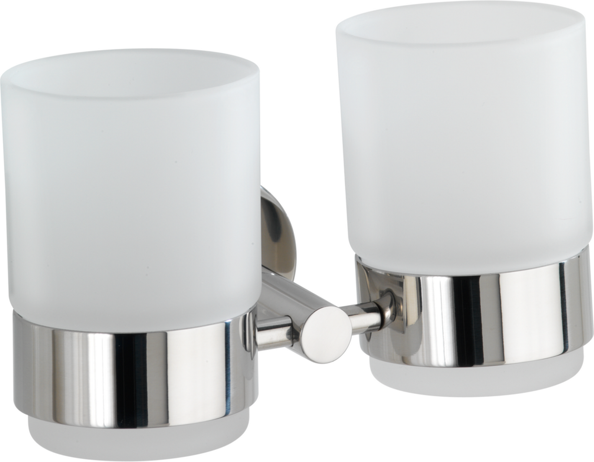 Wenko Zahnputzbecher 'Duo Bosio Shine' Glas mit Halterung, 2 Stück