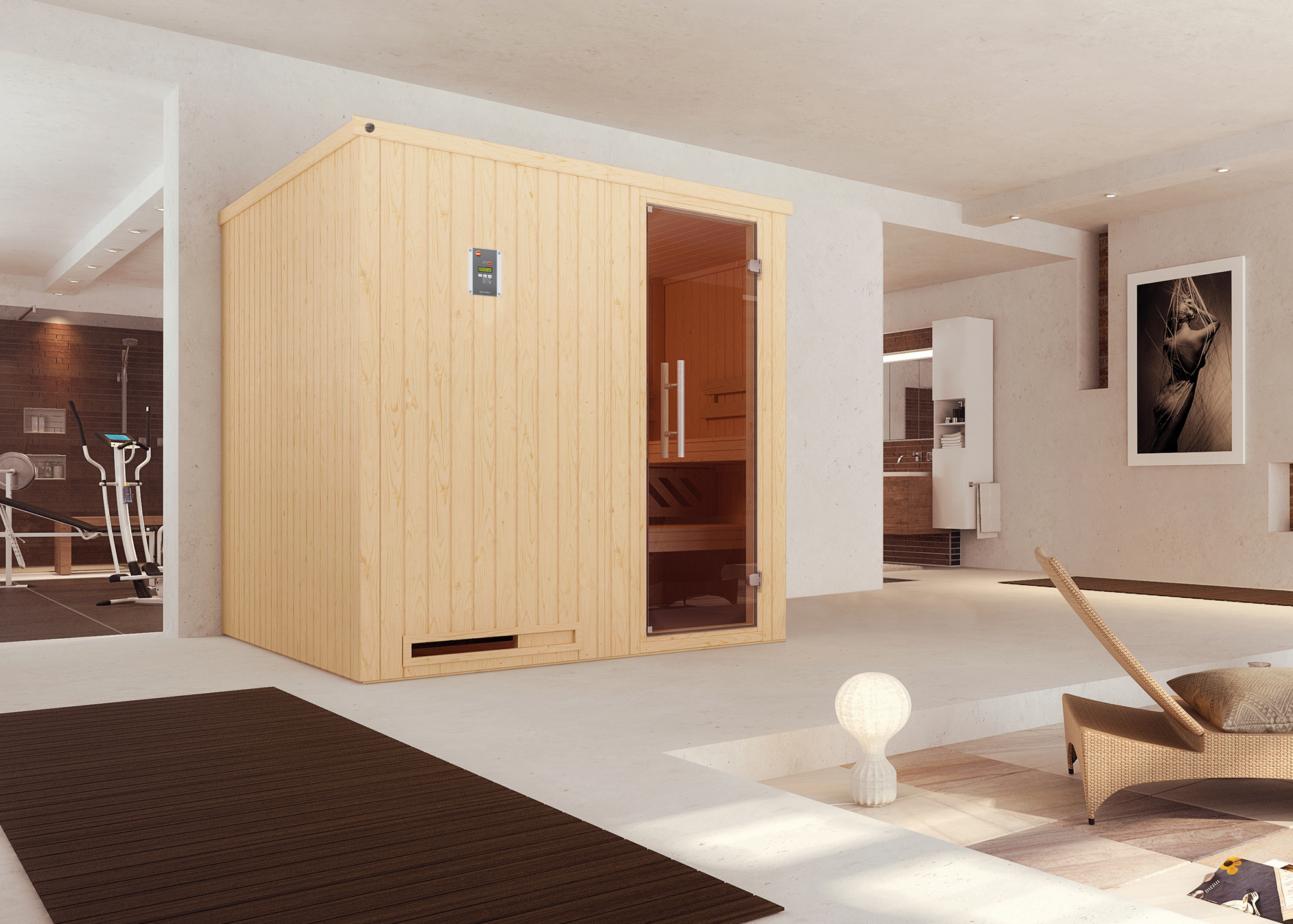 Weka Elementsauna 'Halmstad' 194 x 177 cm mit Glastür