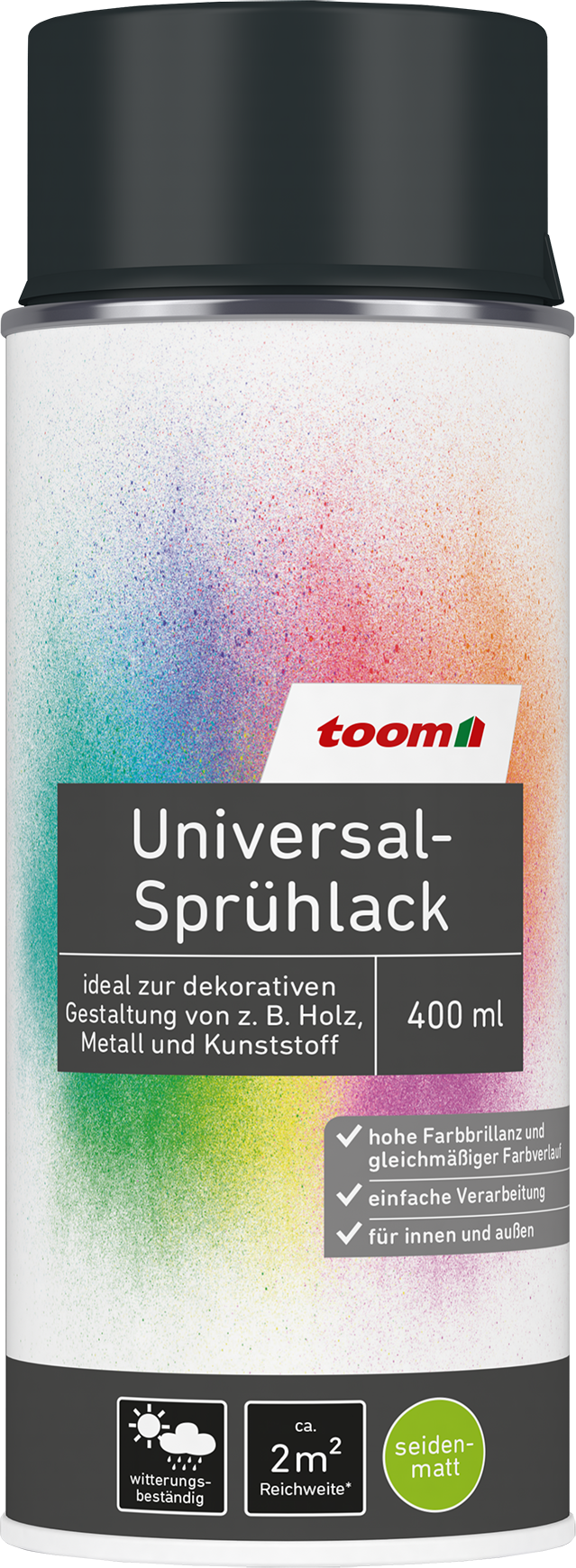 toom Universal-Sprühlack 'Mitternacht' tiefschwarz seidenmatt 400 ml