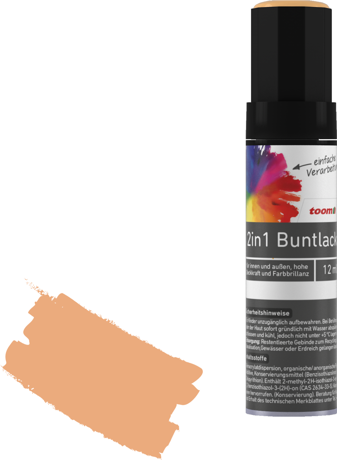 Thumbnail - toom 2in1 Buntlackstift papayafarben seidenmatt 12 ml