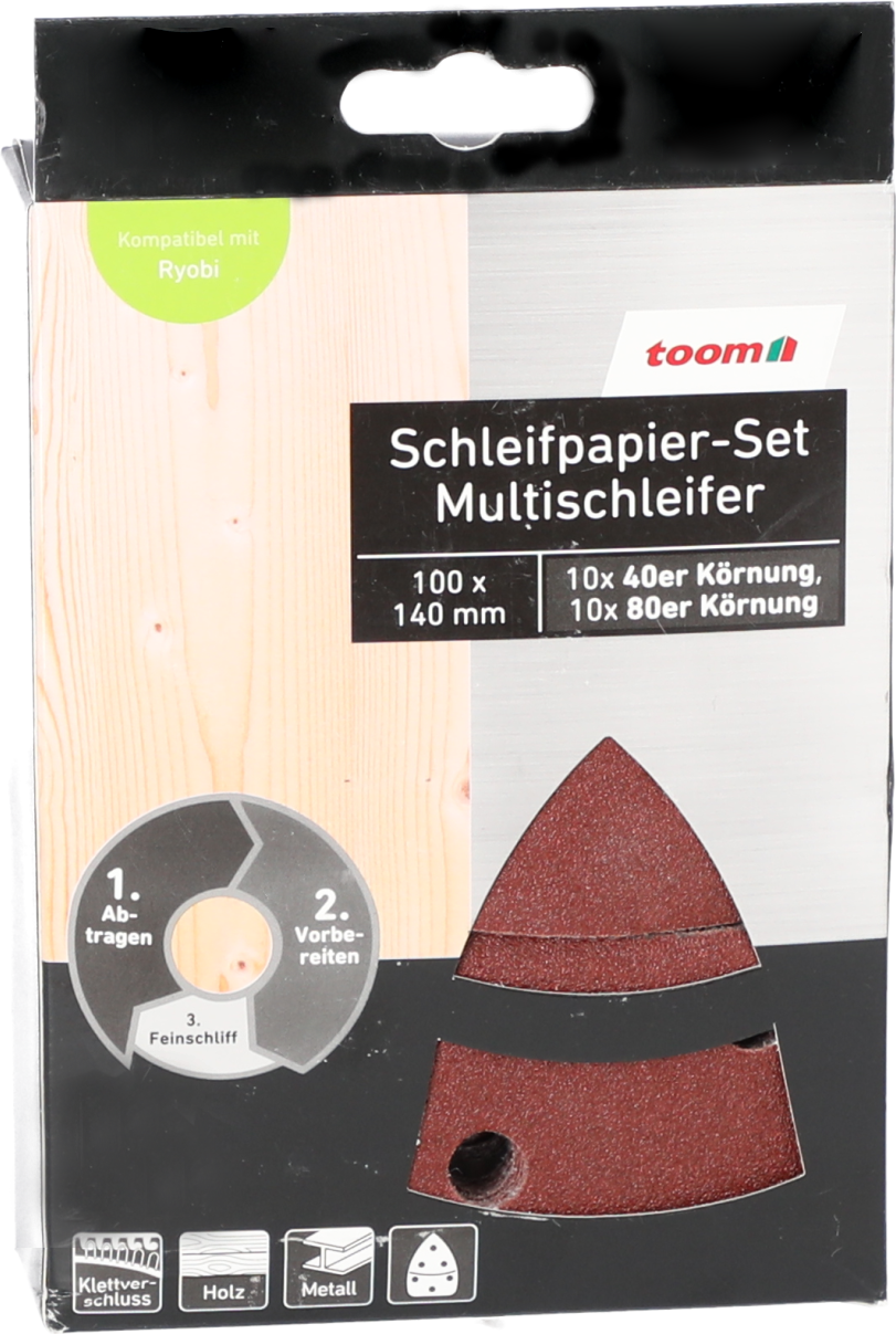 Thumbnail - toom Schleifpapier-Set 100 x 140 mm, K40/80, 20 Stück
