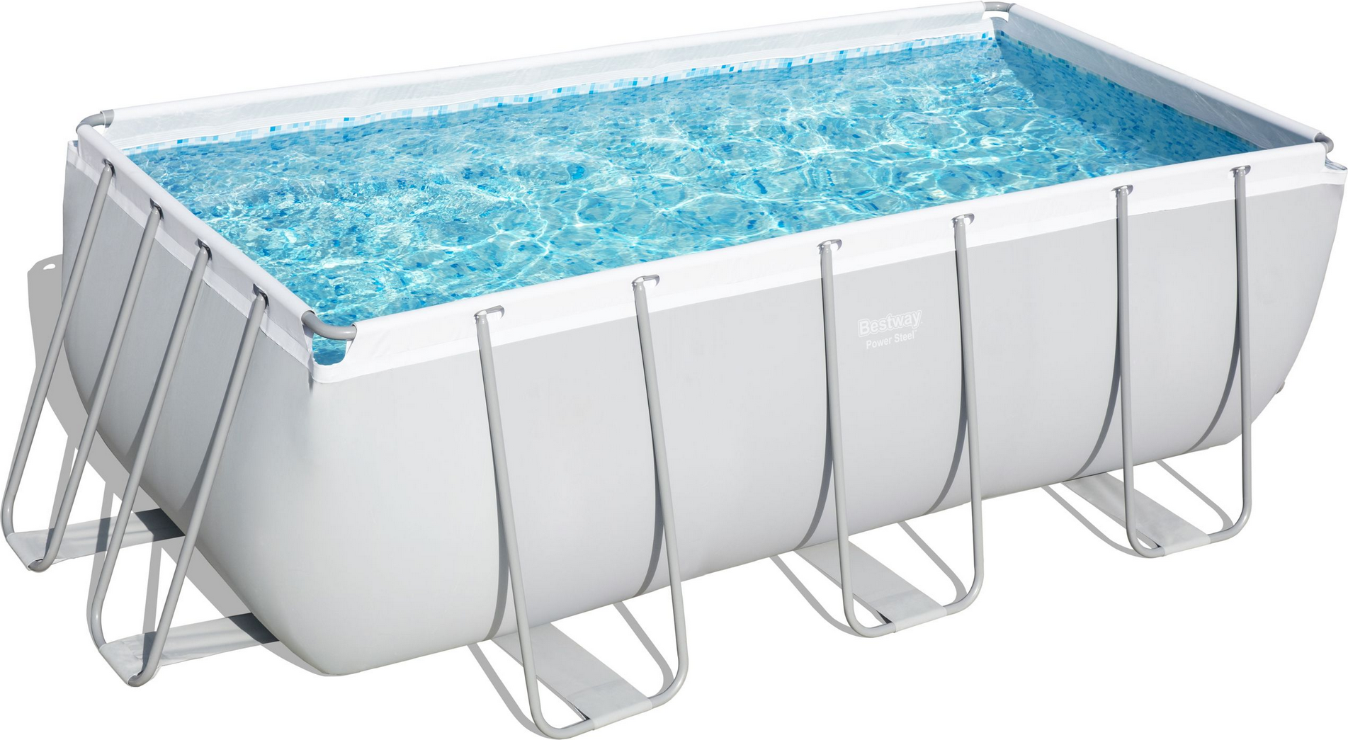 Bestway Aufstellpool 'Power Steel™' grau/weiß 412 x 201 x 122 cm, Komplett-Set