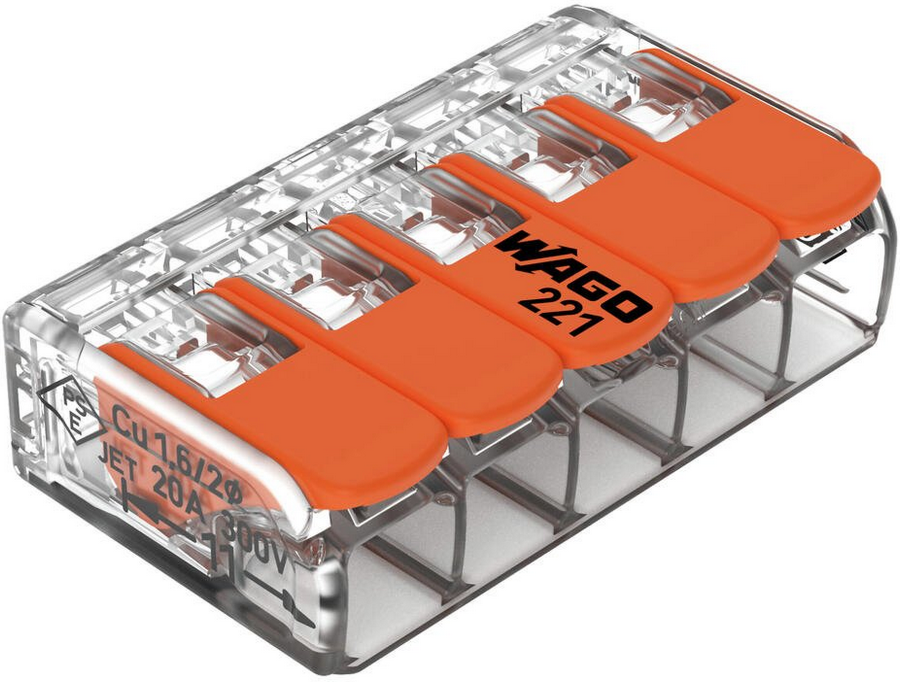 Thumbnail - Wago Installationsklemme 5-polig transparent 25 Stück