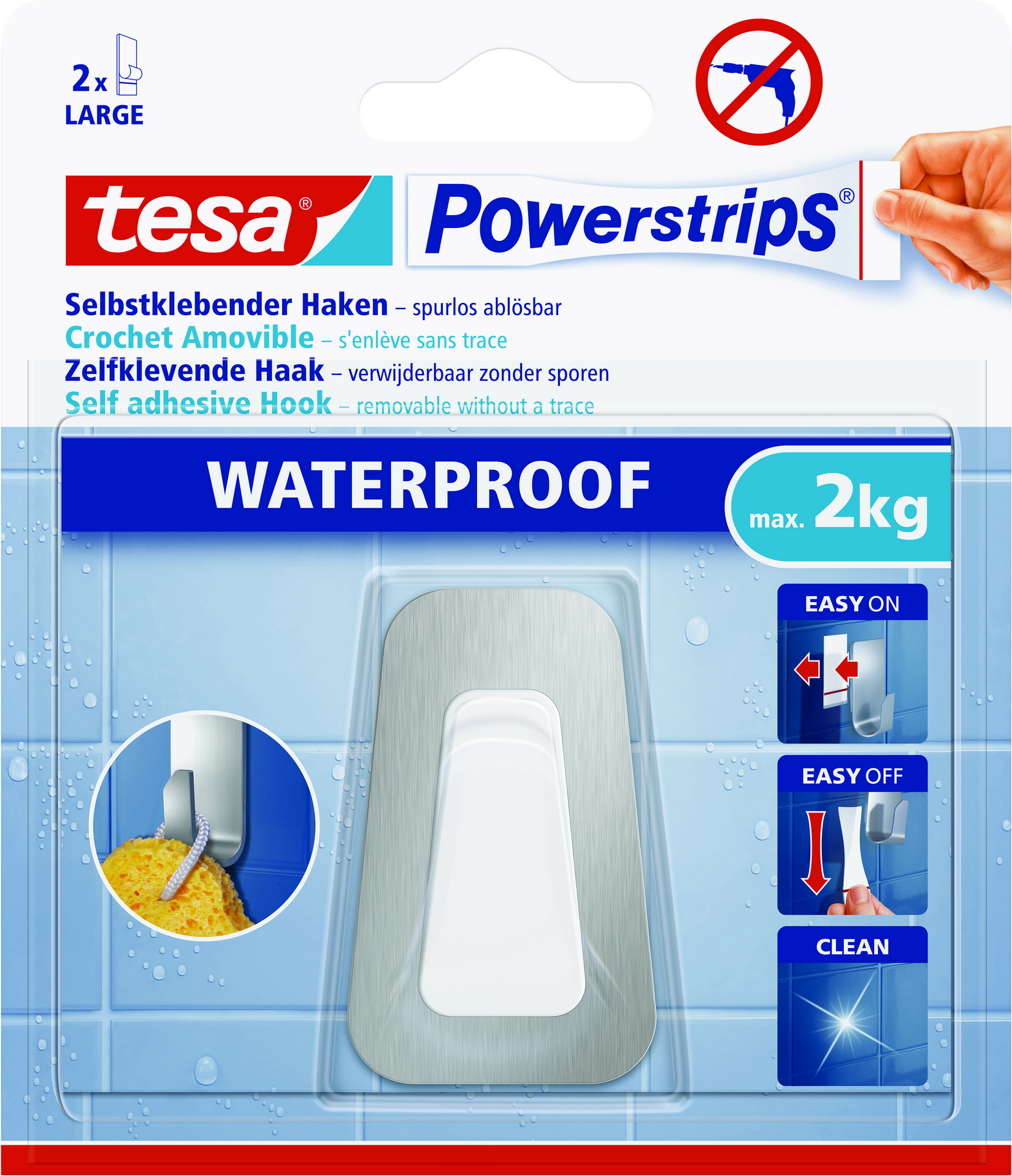 tesa Haken 'Powerstrips Waterproof Large' Metall/Kunststoff selbstklebend