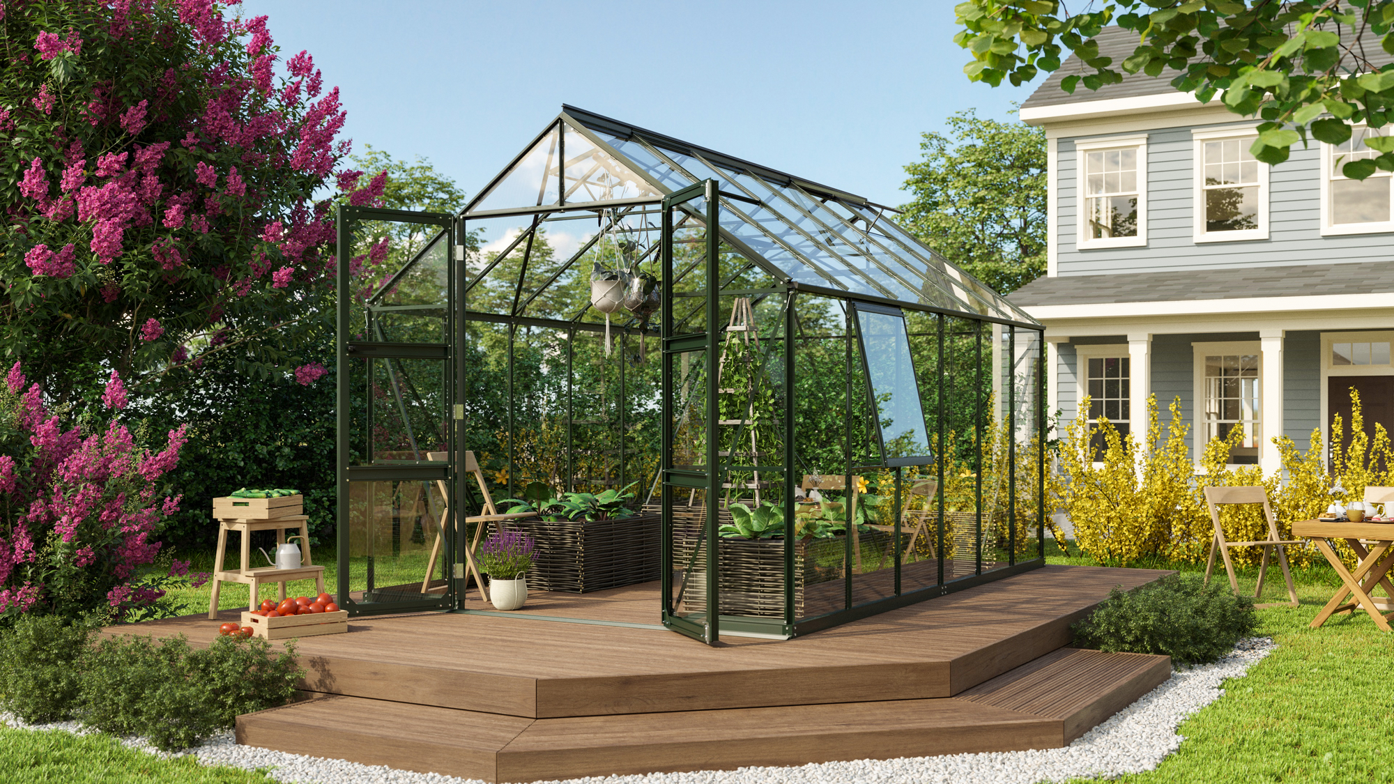 Vitavia Gewächshaus 'Olymp 9900' 254,4 x 378,8 cm mit 3 mm Sicherheitsglas smaragdgrün