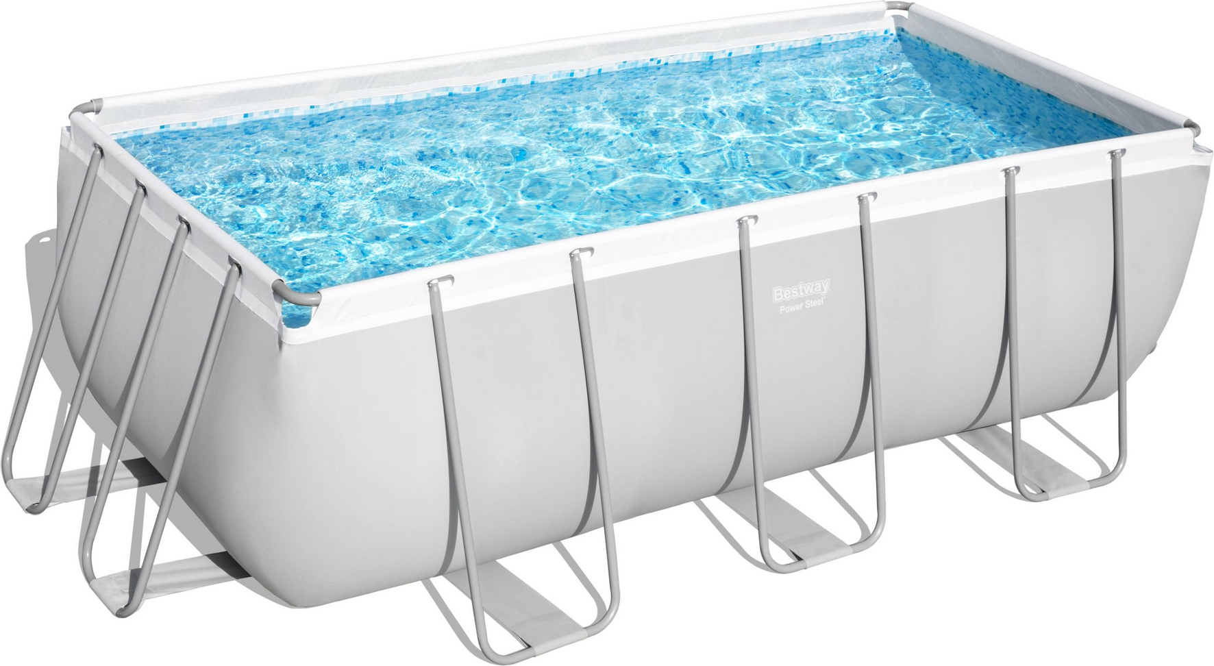 Bestway Aufstellpool 'Power Steel™' grau/weiß 412 x 201 x 122 cm, Komplett-Set