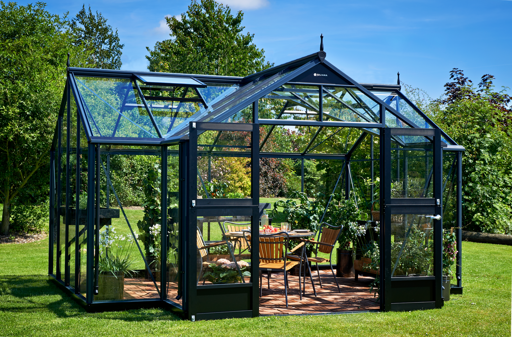 Juliana Gewächshaus 'Orangerie' 296 x 439 cm mit 3 mm Sicherheitsglas anthrazit