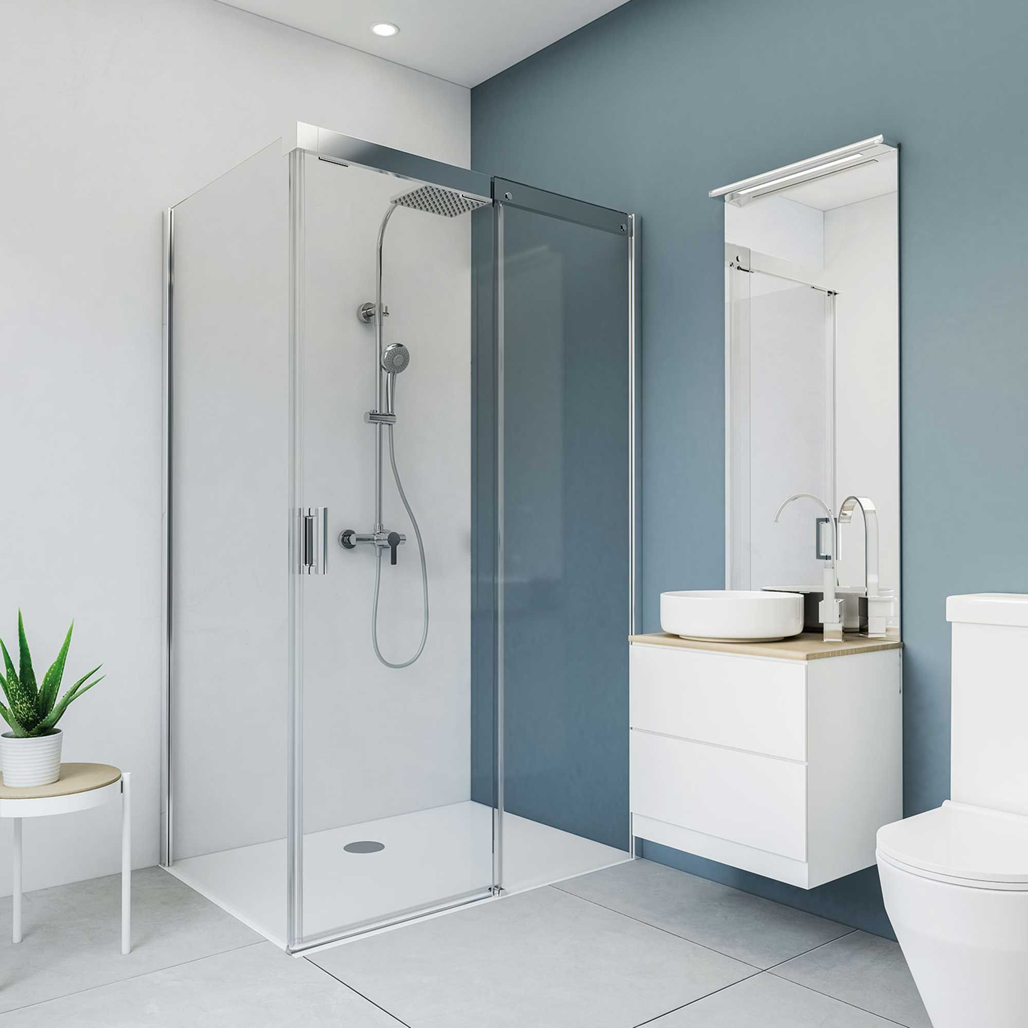 Breuer Duschrückwand Softtouch Steinoptik weiß 100 x 210 cm