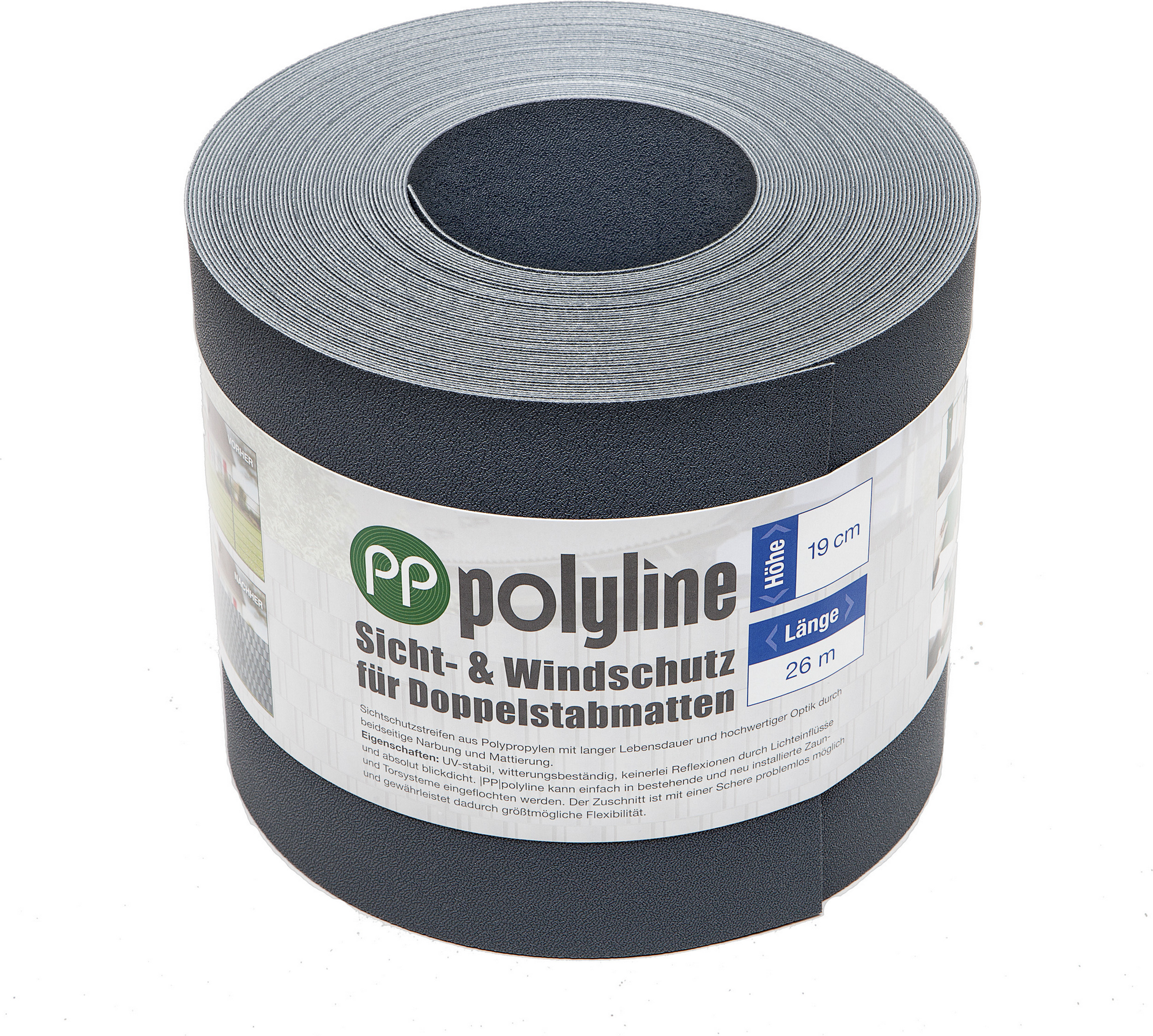 deutsche zauntechnik Sichtschutzstreifen 'polyline' anthrazit 19 x 2600 cm Doppelpack