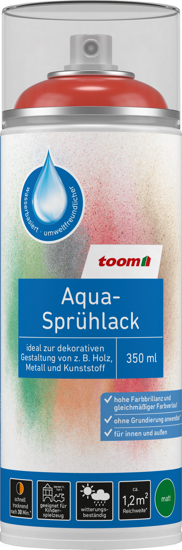 Thumbnail - toom Aqua-Sprühlack mohnrot glänzend 350 ml