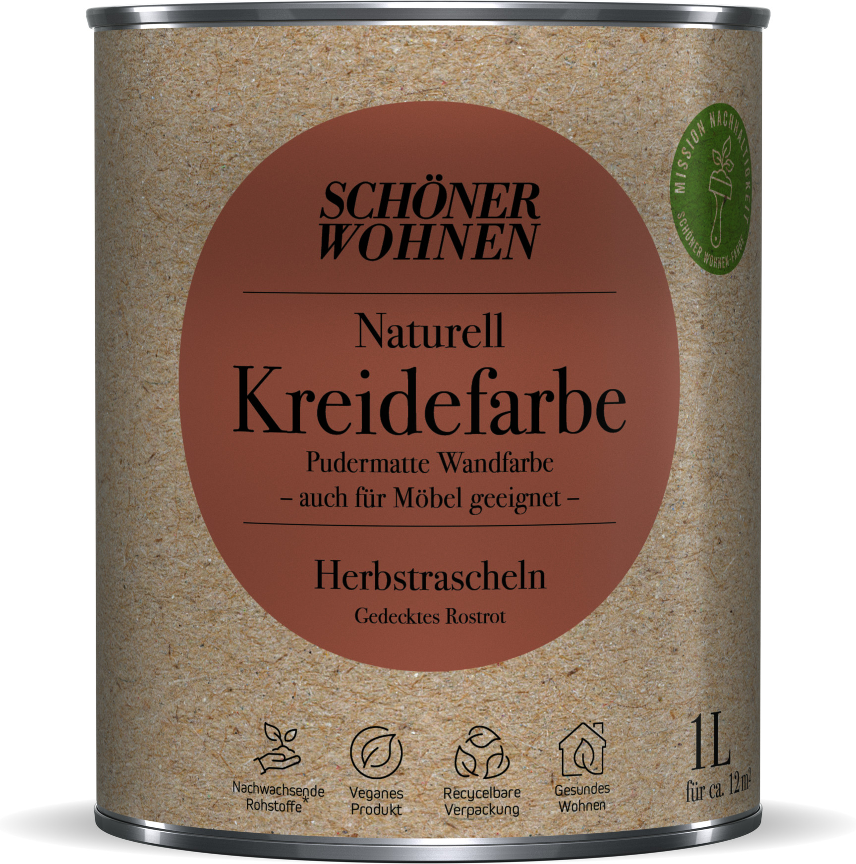 Schöner Wohnen Farbe Naturell Kreidefarbe 'Herbstrascheln' rostrot matt 1 l