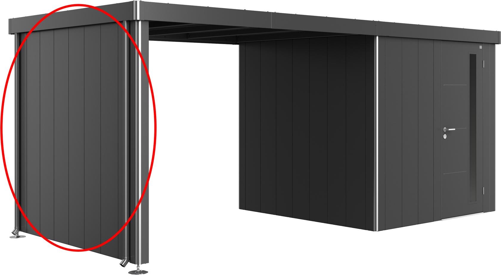 Biohort Seitenwand für Seitendach zu Gerätehaus 'Neo' Größe 2A/2B/2C/2D dunkelgrau-metallic