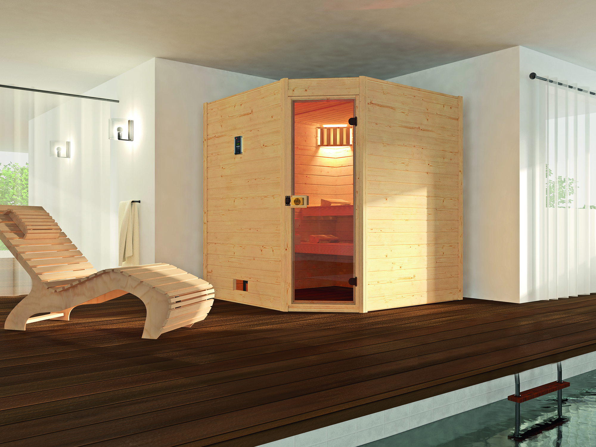 Weka Massivholzsauna 'Valida 1.8' 189 x 172 cm mit Glastür