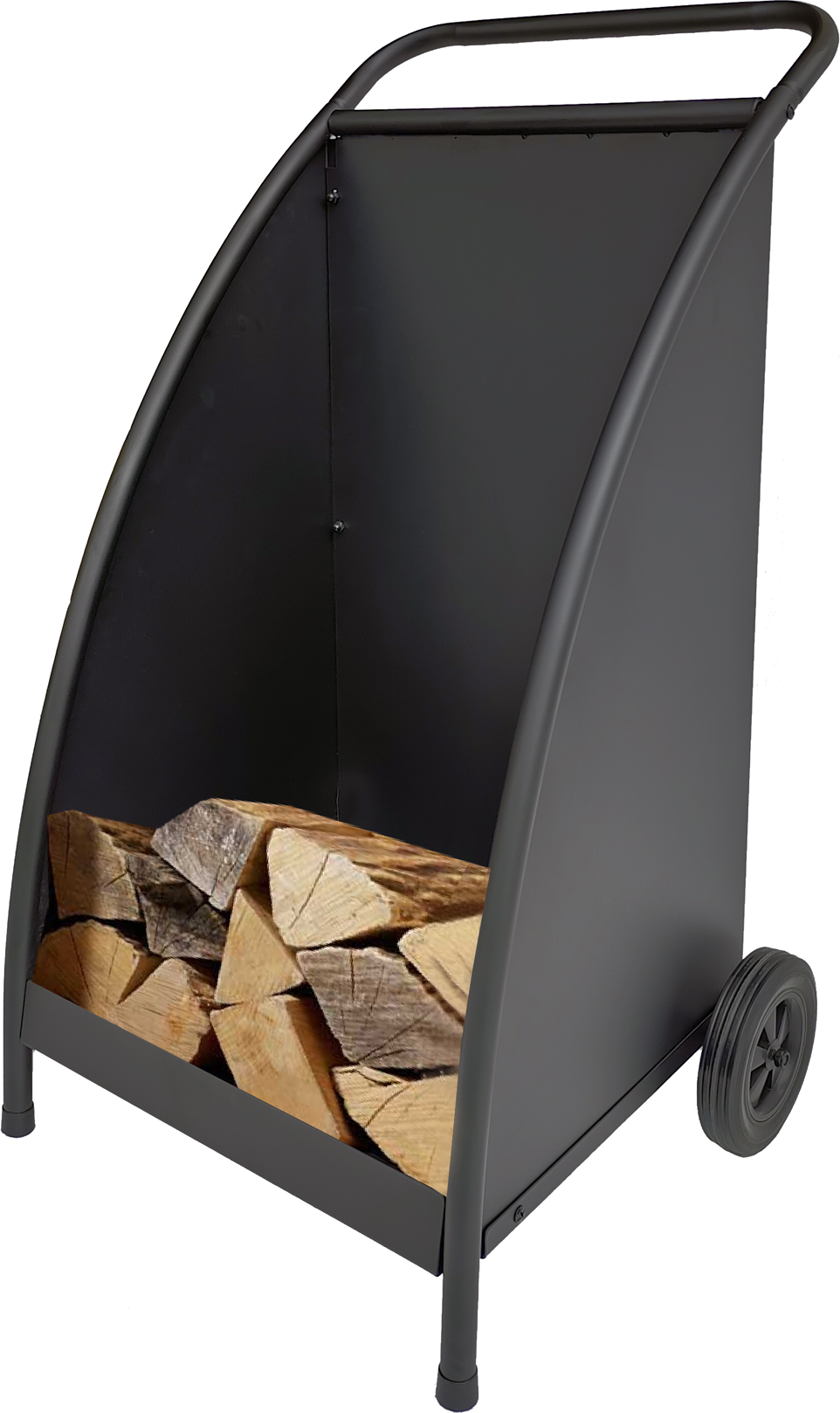 Firefix Holz-Transportwagen Stahl mit 2 Rädern schwarz 50 x 88 x 53 cm