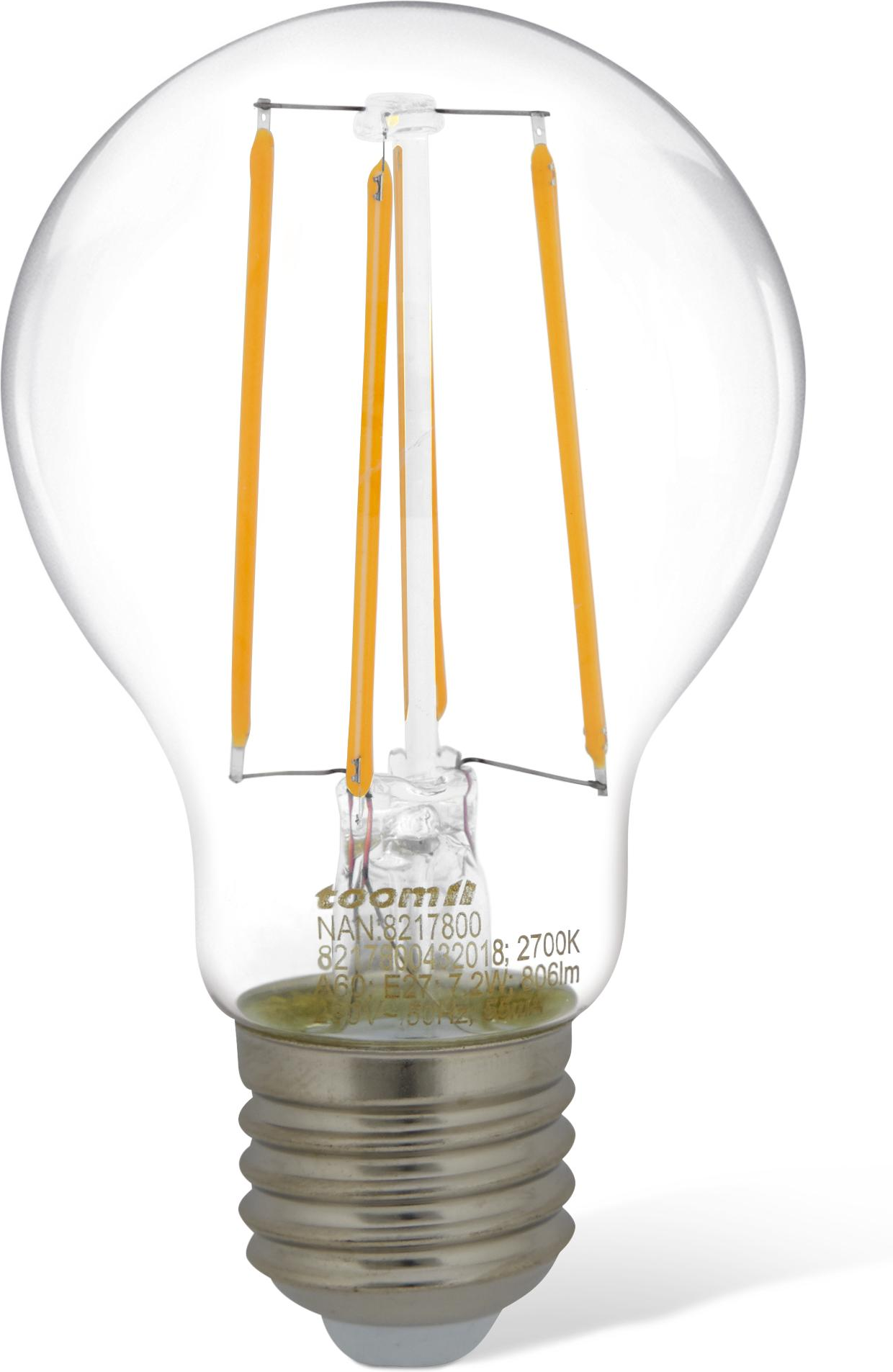 toom LED-Filament-Lampe 5,9 W E27 warmweiß 806 lm