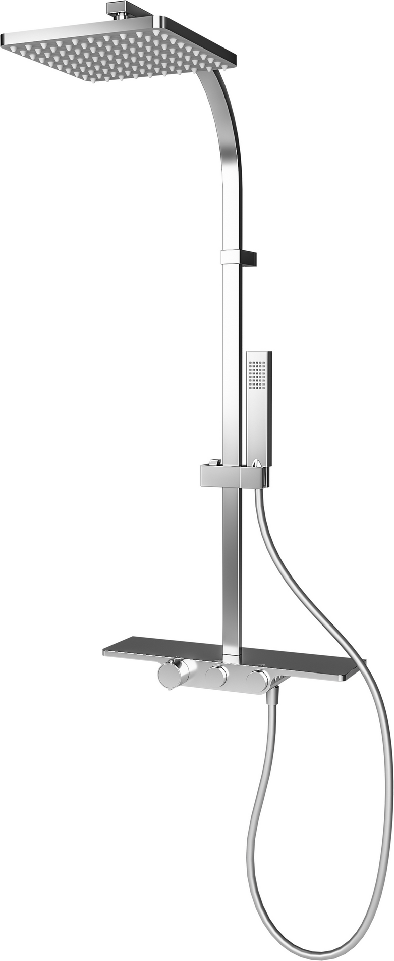 Thumbnail - Schulte Duschsystem 'DuschMaster Rain II Square' mit Thermostat und Ablage, eckig, 102 cm