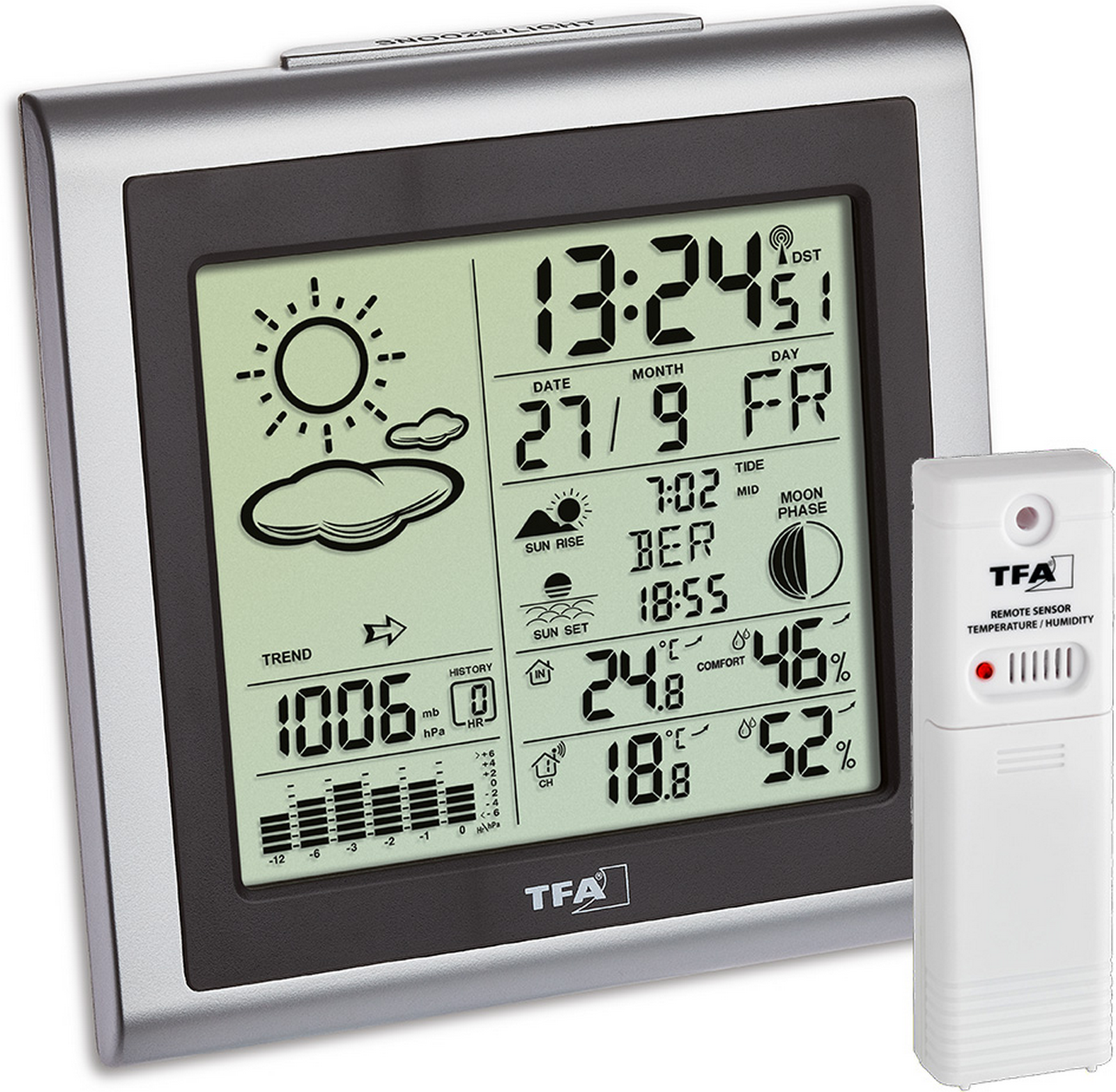 Thumbnail - TFA Dostmann Digitale Funk-Wetterstation 'Largo' Kunststoff silber 13 x 6 x 13,2 cm