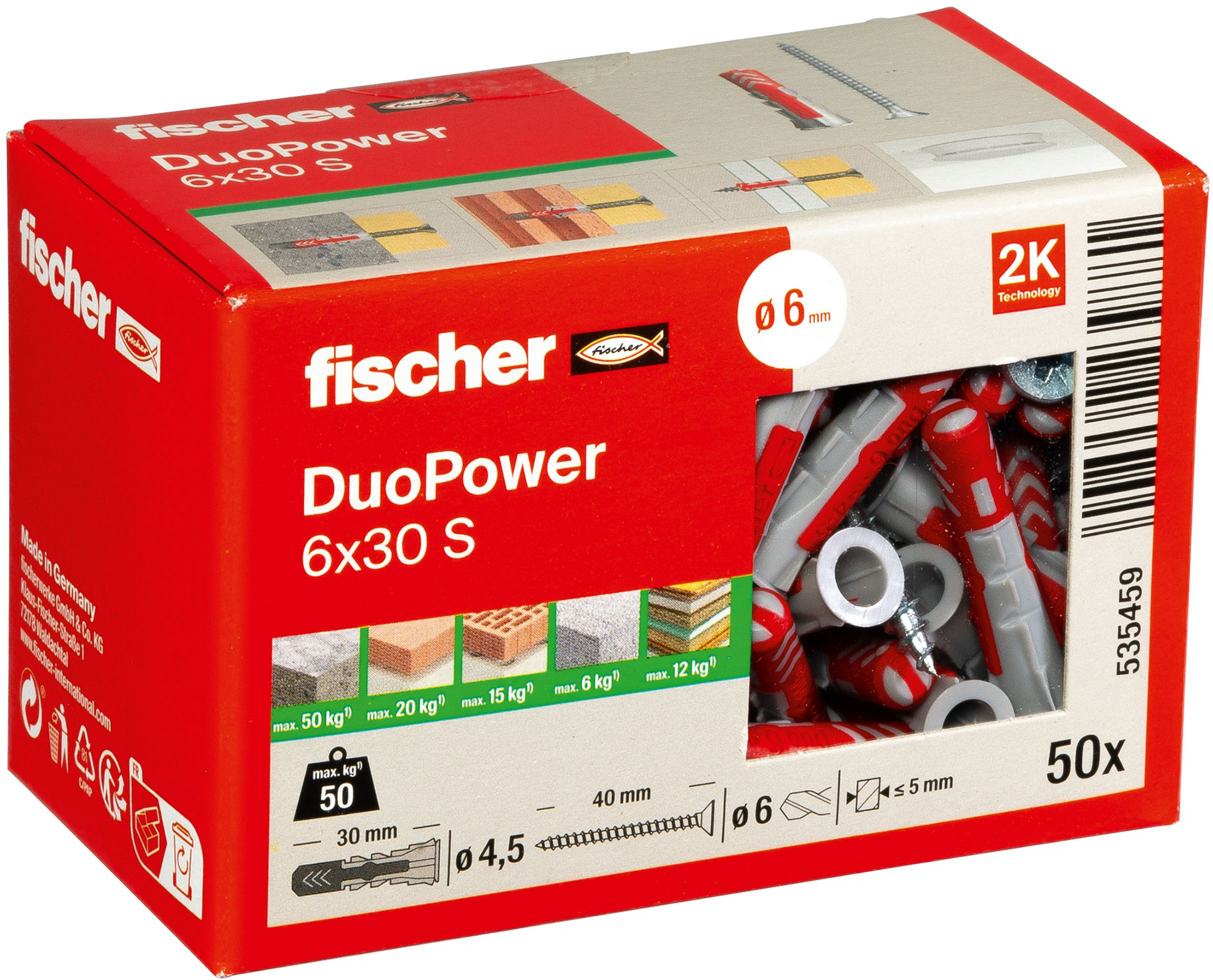 Fischer fischer DUOPOWER 6 x 30 S LD mit Schraube 50 Stück