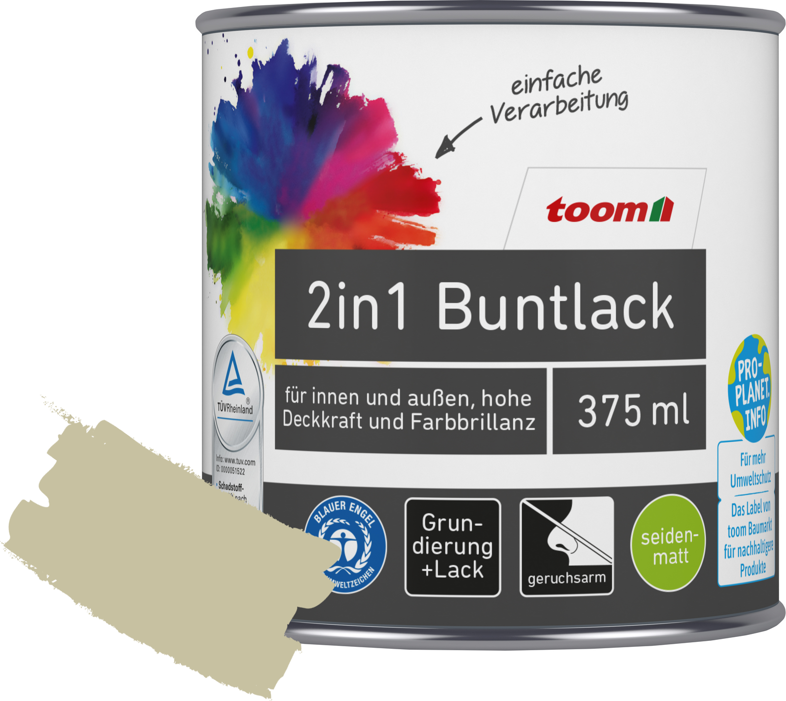 Thumbnail - toom 2in1 Buntlack 'Salbeiduft' zartgrün seidenmatt 375 ml