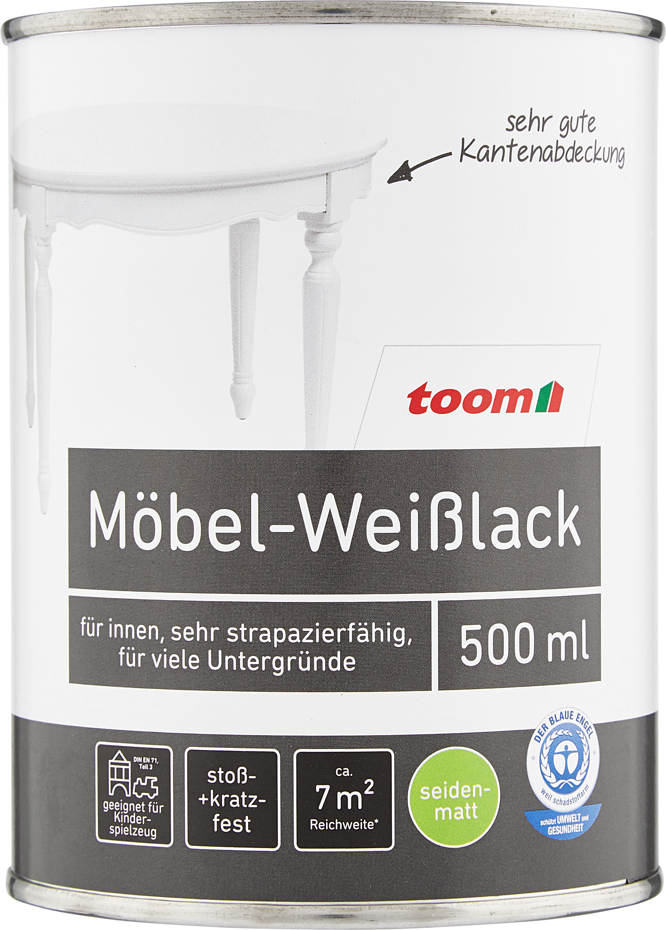 toom Möbel-Weißlack reinweiß seidenmatt 500 ml