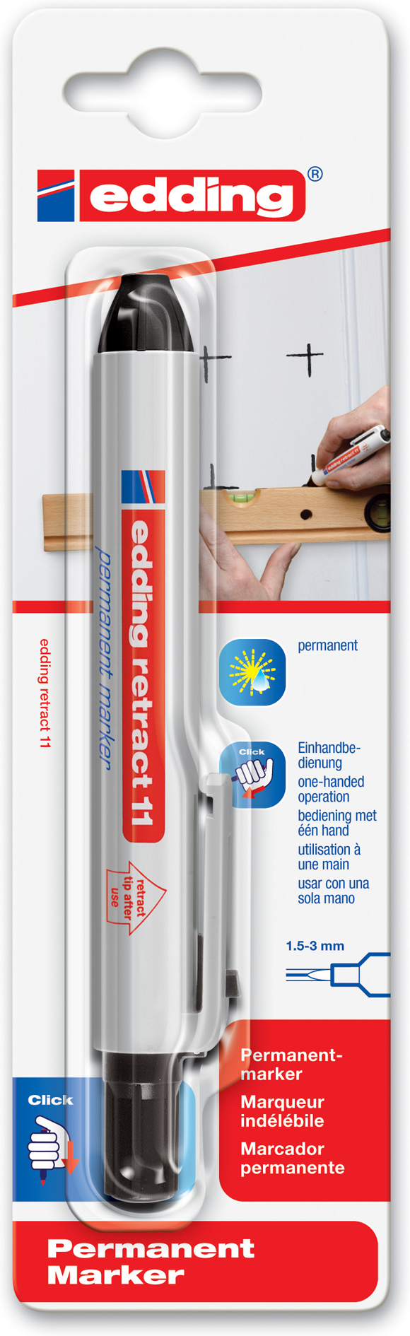 Edding Permanentmarker 'Retract' 11 schwarz 1,5 - 3 mm