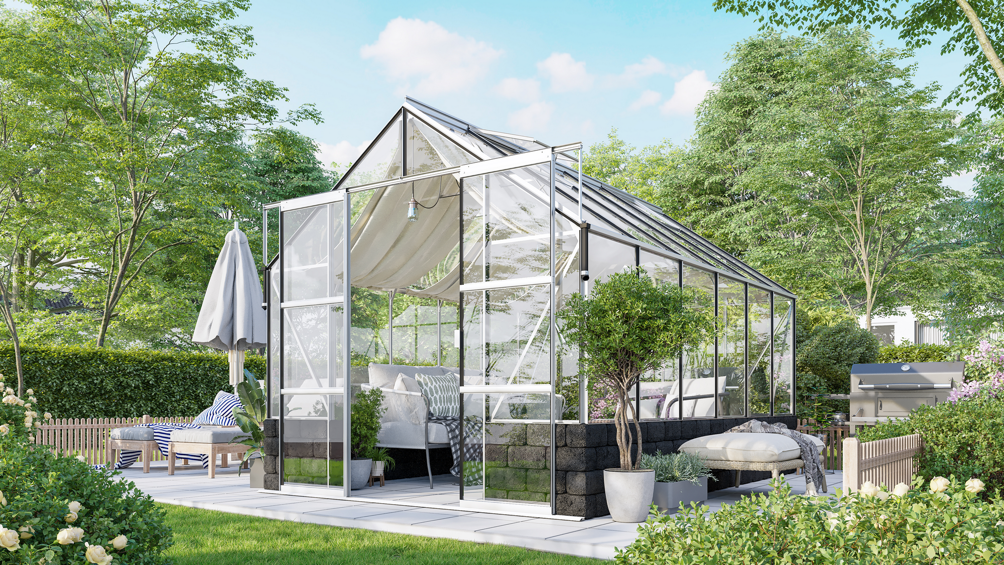 Vitavia Gewächshaus 'Cassandra 9900' 257 x 385,3 x 248,9 cm Sockel Basalt