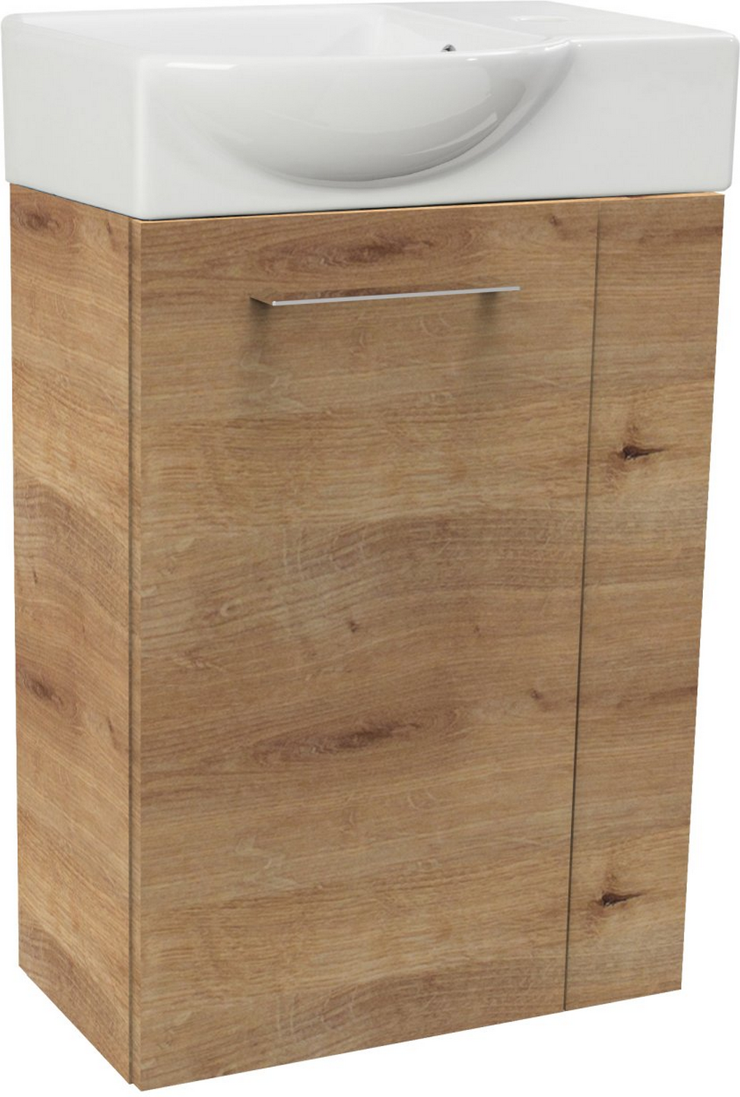 Thumbnail - Fackelmann Keramikbecken mit Unterschrank 'SBC' Hahnloch rechts weiß/Eichefarben 45,5 x 70,5 x 32 cm