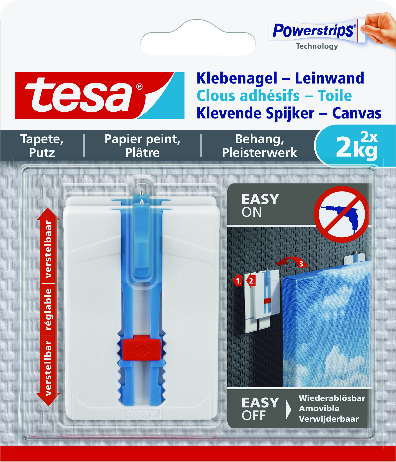 Thumbnail - tesa Klebenagel 'Powerstrips' weiß Tapete/Putz 2 kg, 2 Stück