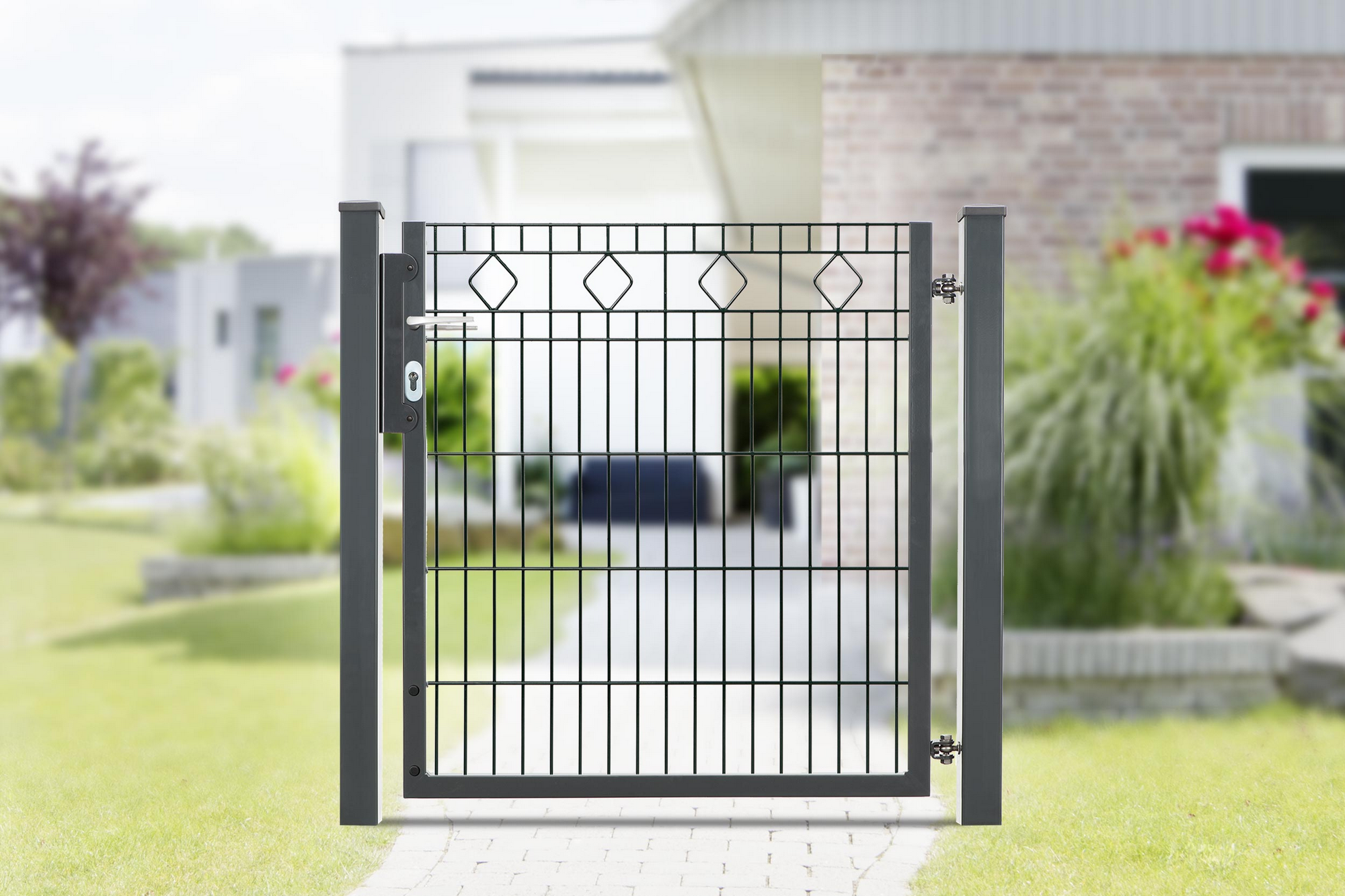 deutsche zauntechnik Drehflügeltor 'Vario Residenz Barcelona' anthrazitgrau 103 x 100 cm