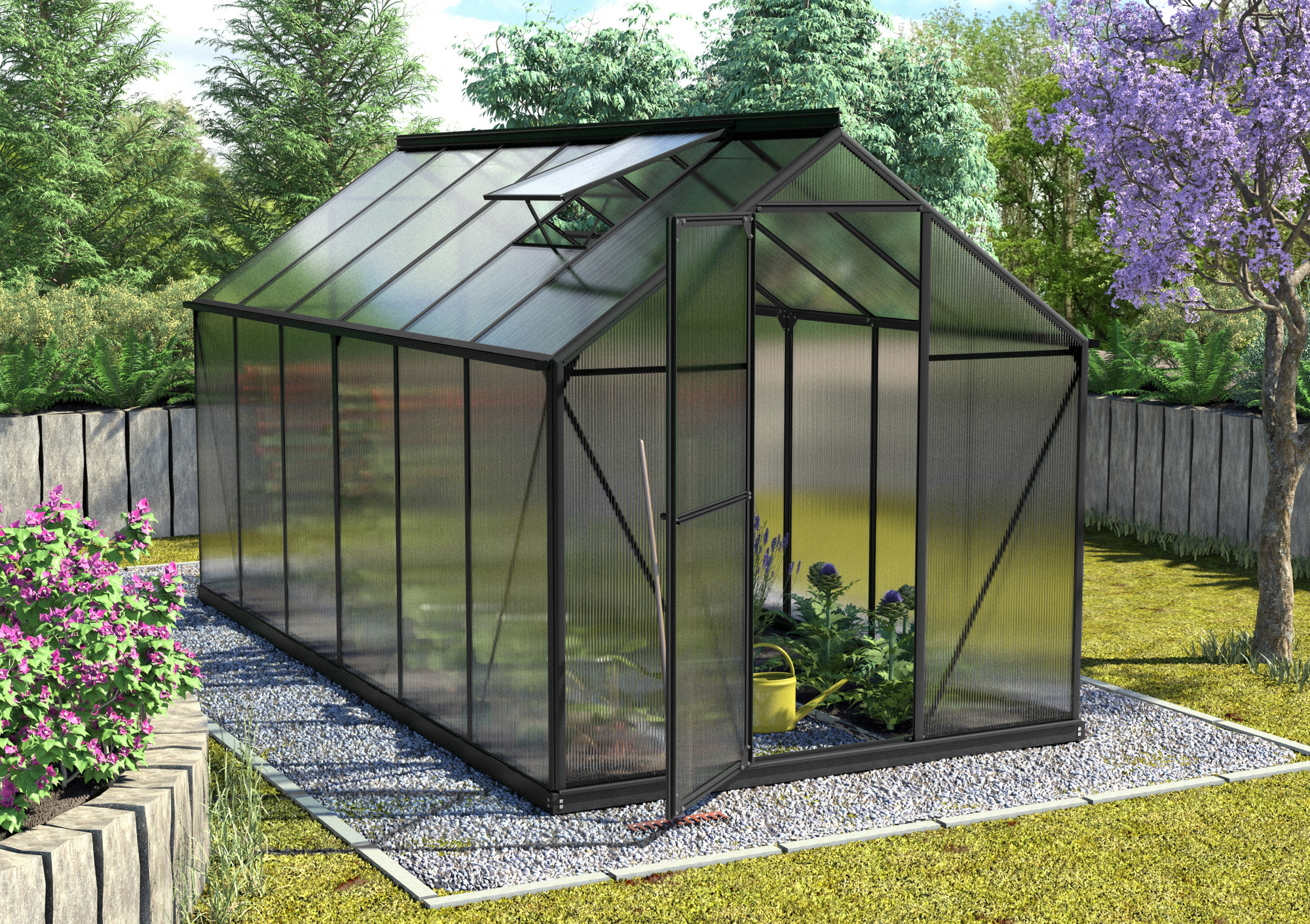 Vitavia Gewächshaus 'Triton 7500' 190,4 x 376,5 cm mit 4 mm Hohlkammerplatten schwarz