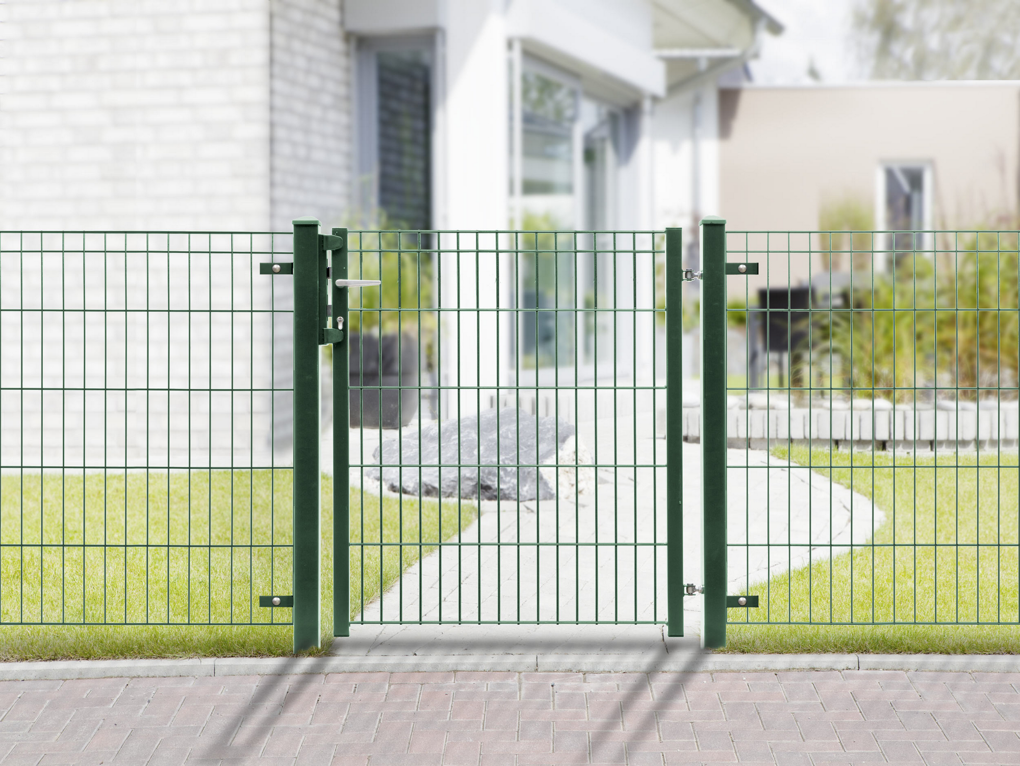 deutsche zauntechnik Doppel-/Einstabmatten-Drehflügeltor 'Vario light Michl' moosgrün 96 x 123 cm