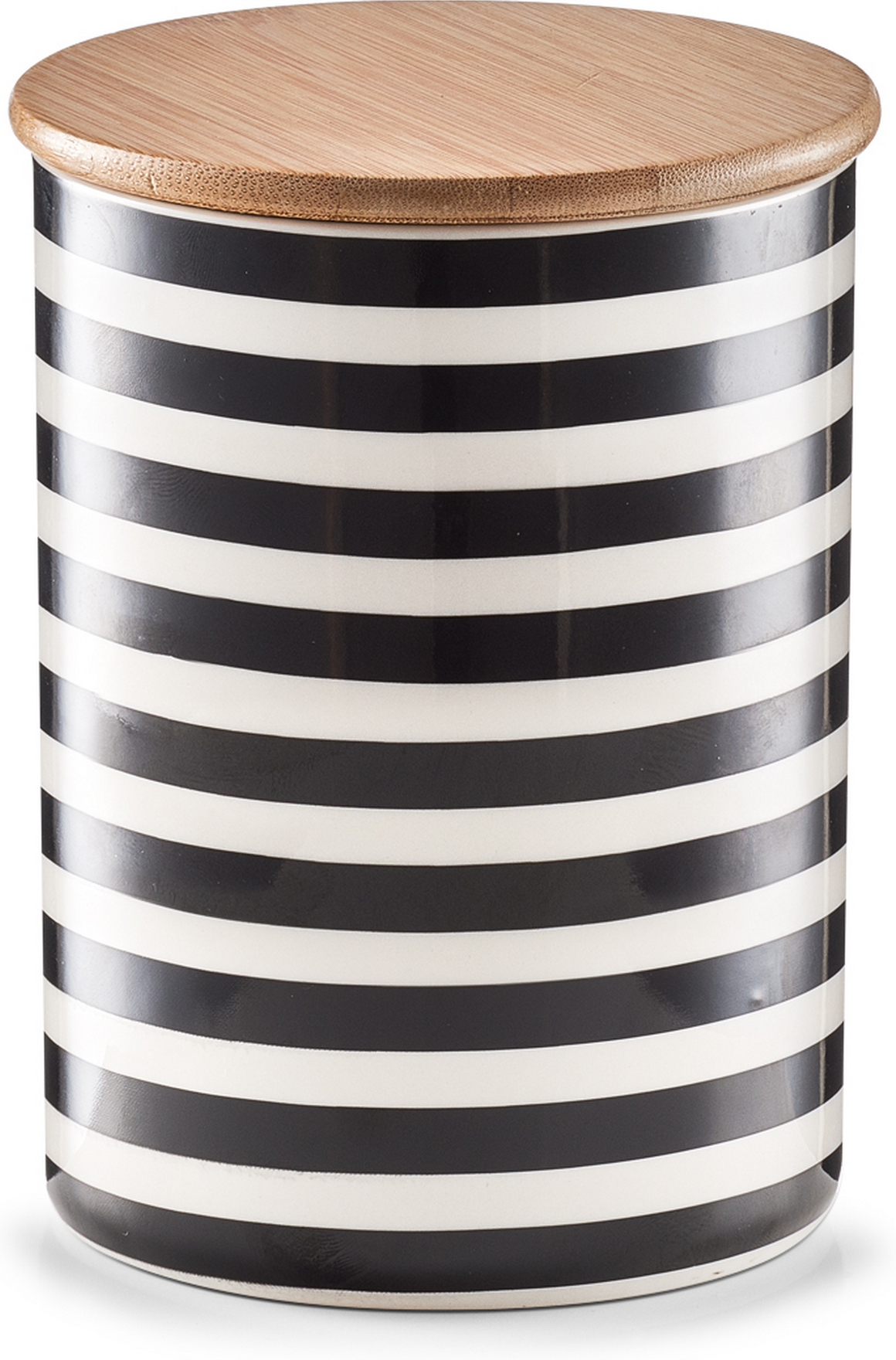 Zeller Vorratsdose 'Stripes' schwarz/weiß mit Bambusdeckel