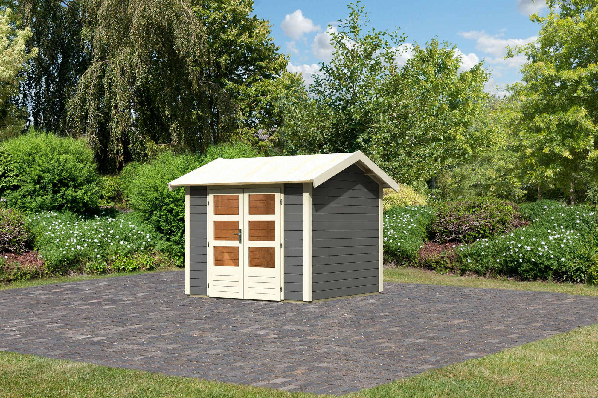 Karibu Gartenhaus 'Mylau 3' 244 x 244 x 242 cm terragrau