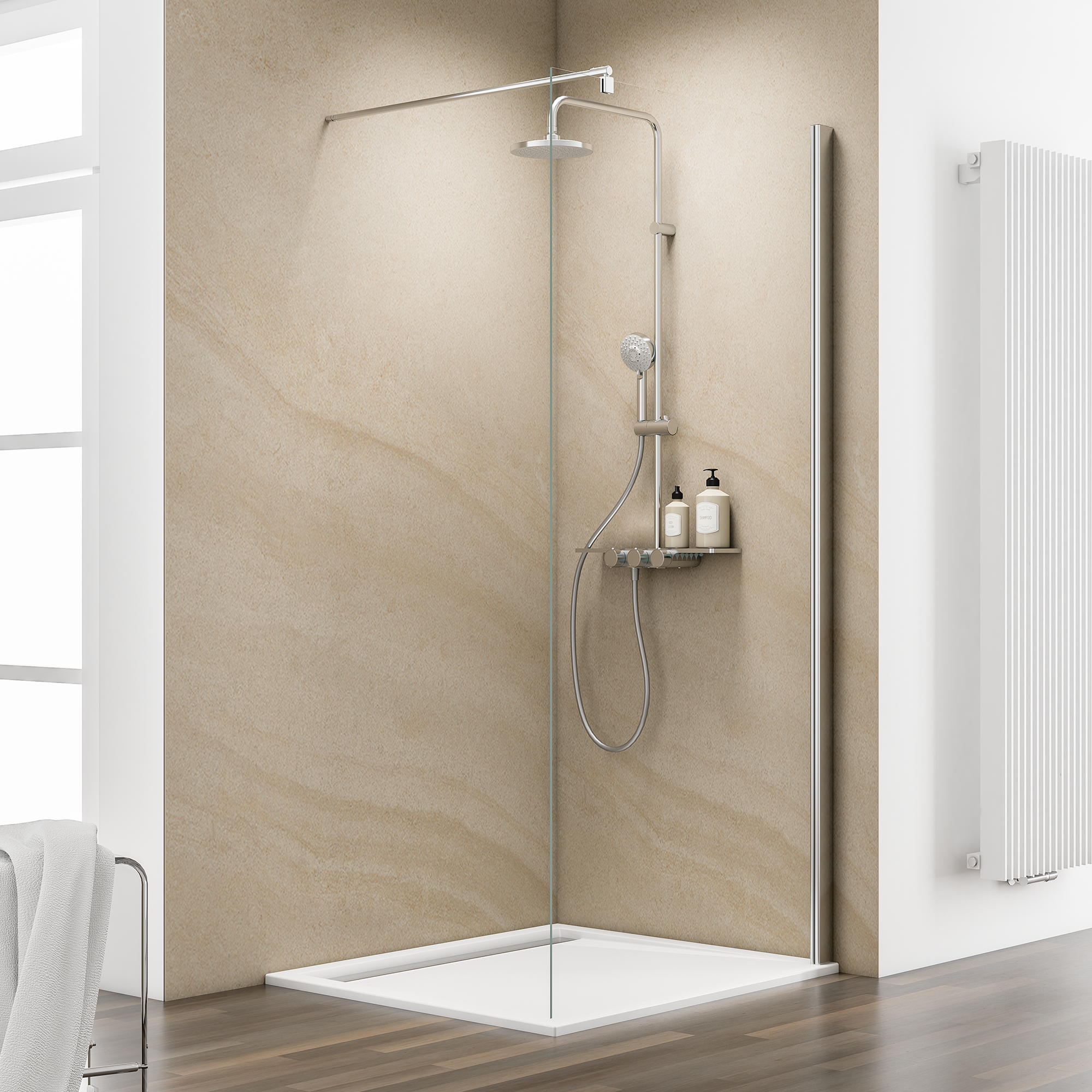 Schulte Walk In Dusche 'MasterClass' teilgerahmt, Chromoptik, 140 x 200 cm