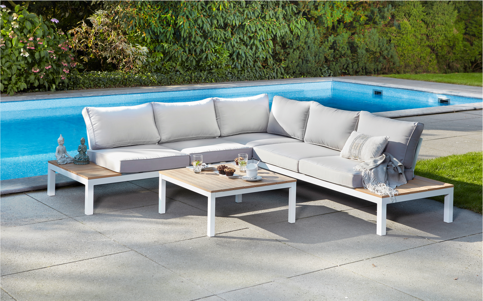 Lounge-Set 'Adriana' grau 4-teilig