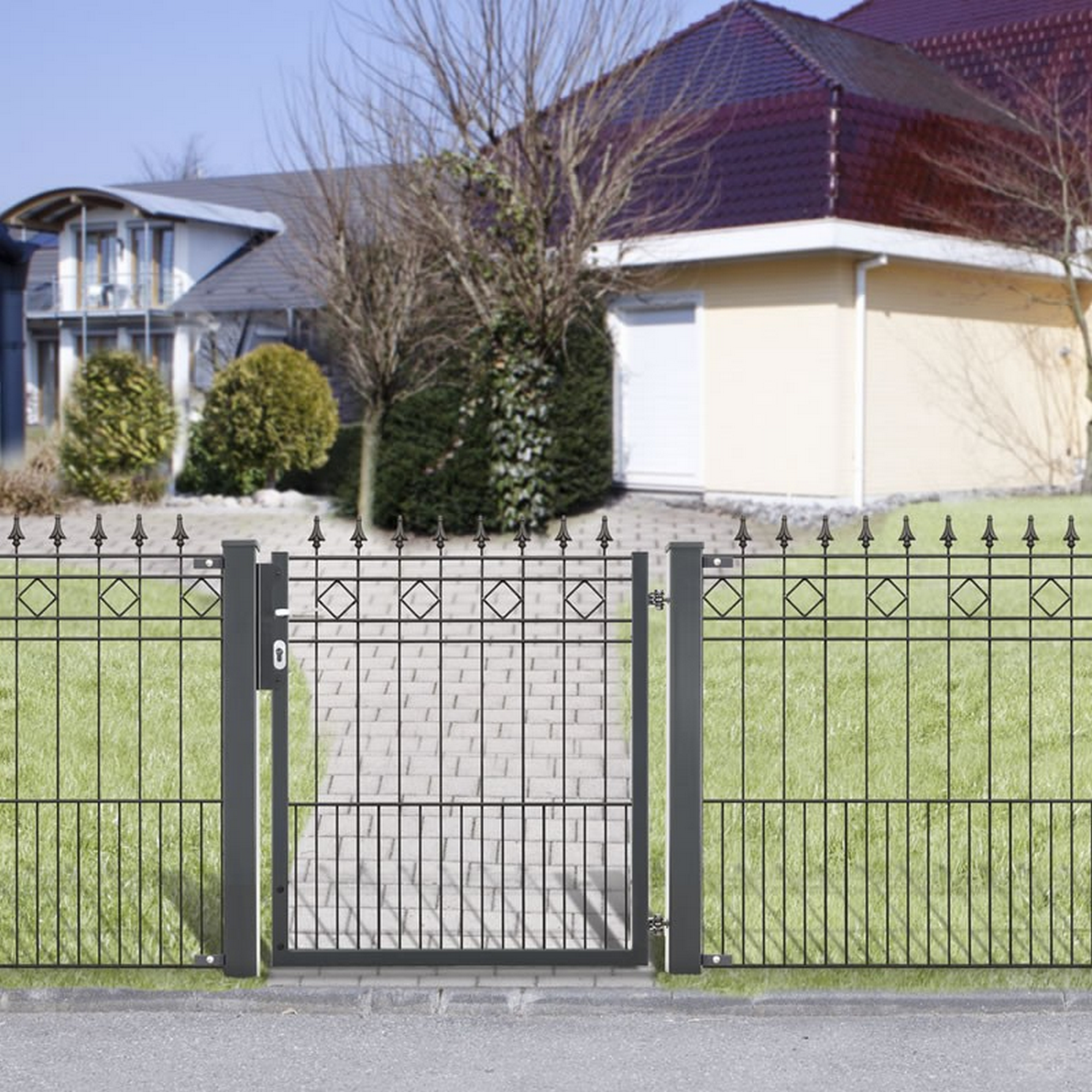 deutsche zauntechnik Drehflügeltor 'Vario Residenz klassik Rimini' anthrazitgrau 102 x 111 cm