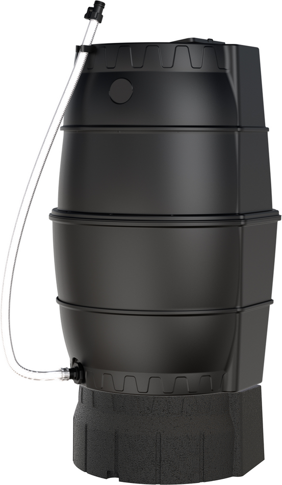 Pergart Regentonne schwarz 170 l mit Unterbau
