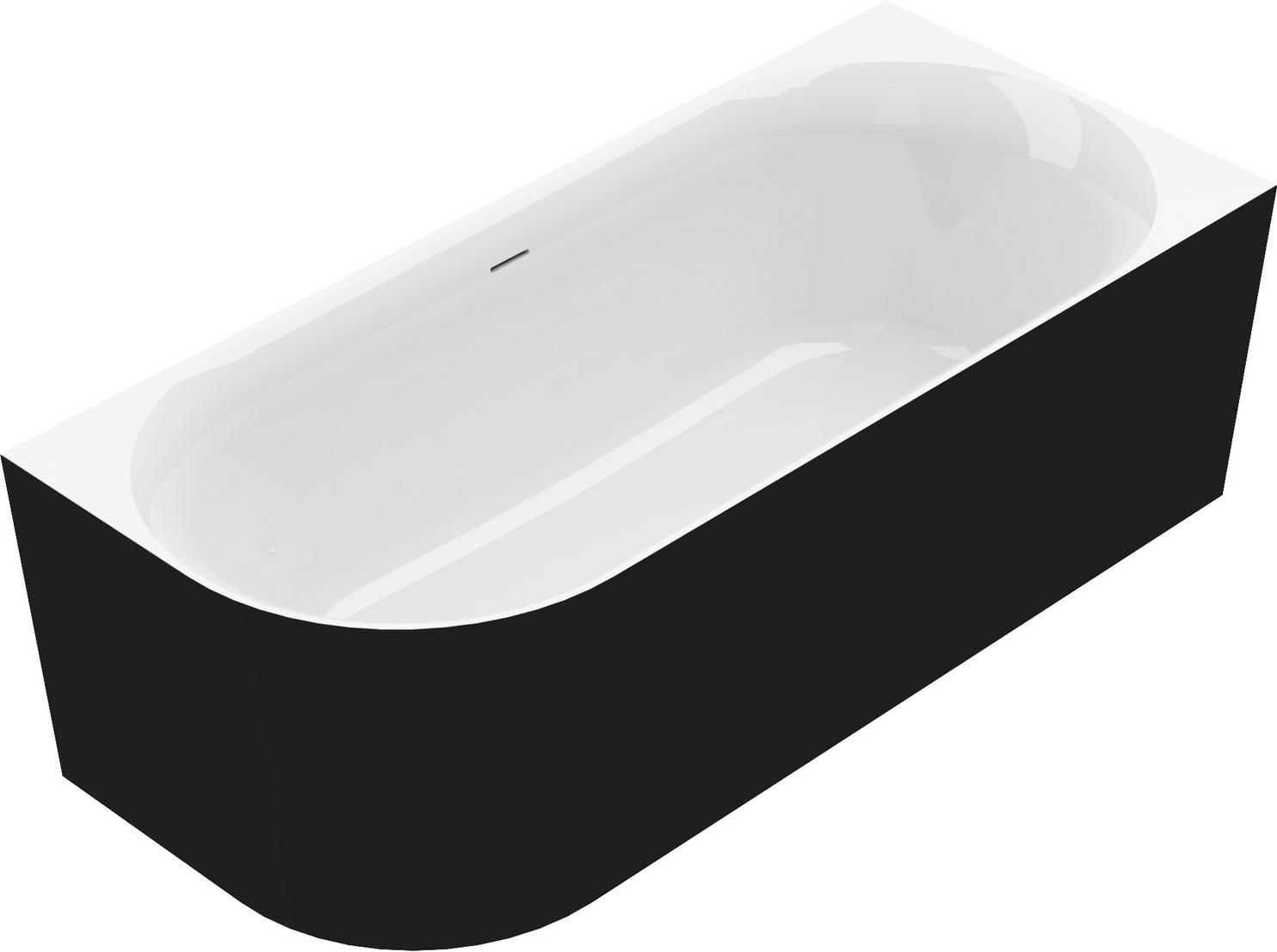 Ottofond Badewanne 'Mince Corner' links schwarz/weiß 180 x 80 cm