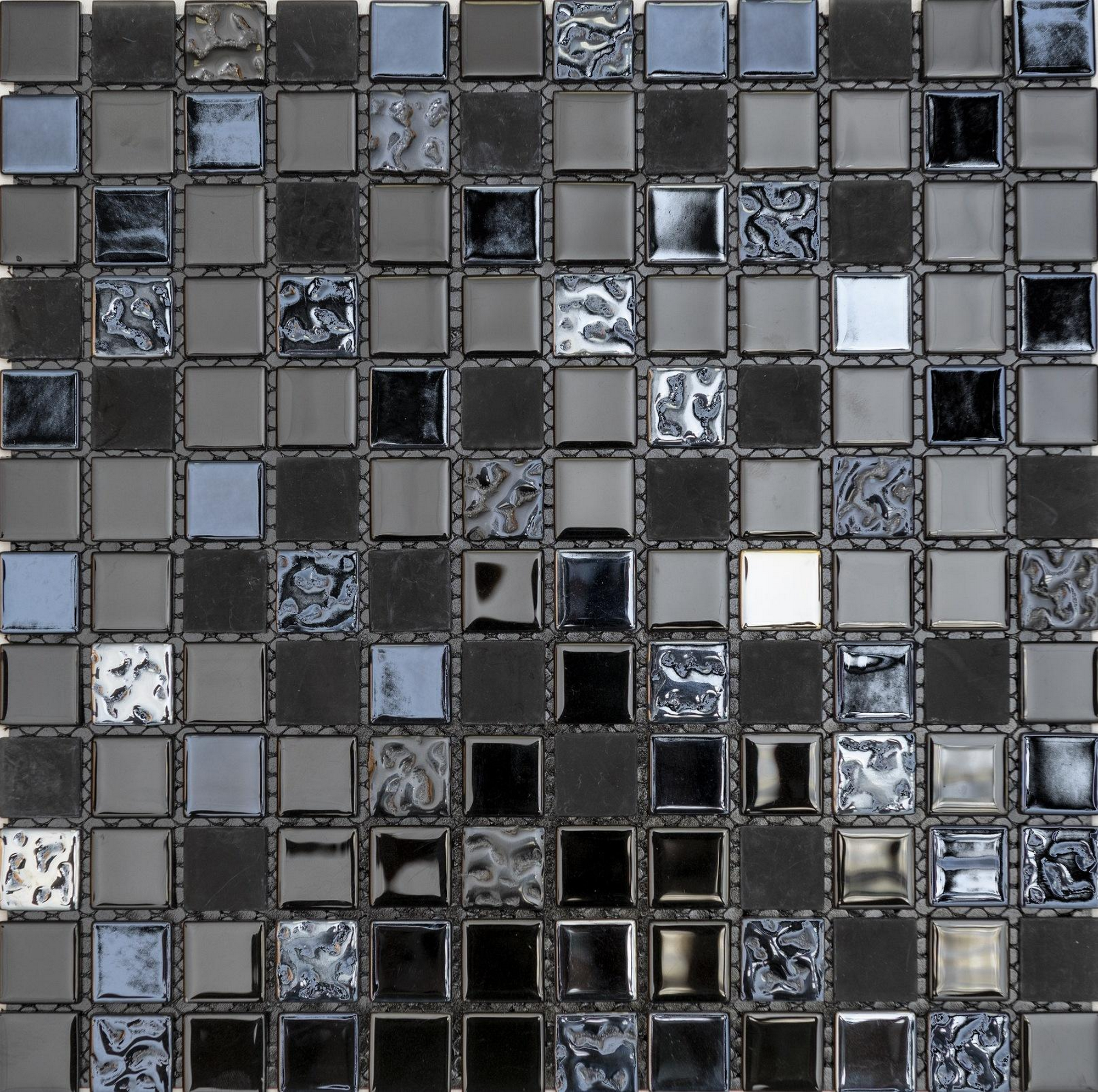Thumbnail - Mosaikfliese 'Easyglue' selbstklebend Glas schwarz 30 x 30 cm