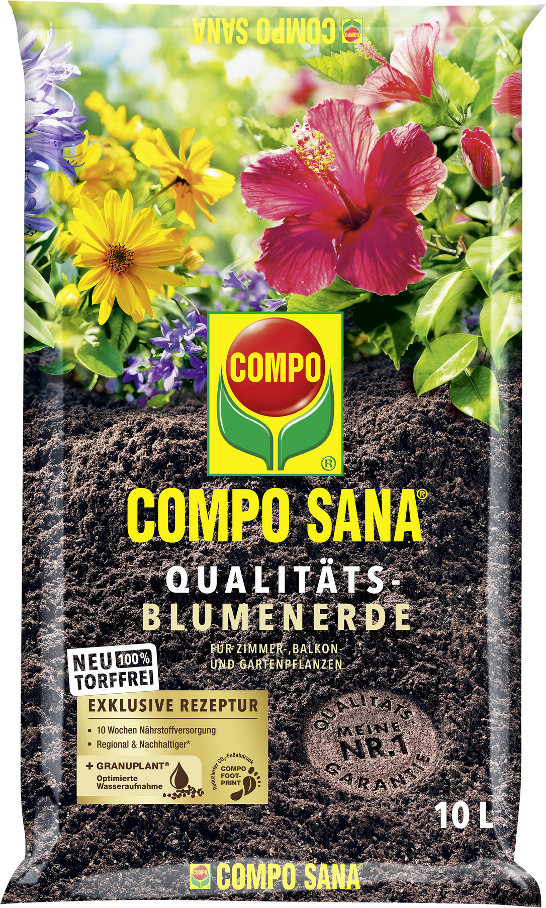 Qualitäts-Blumenerde 'Compo Sana' torffrei 10 l