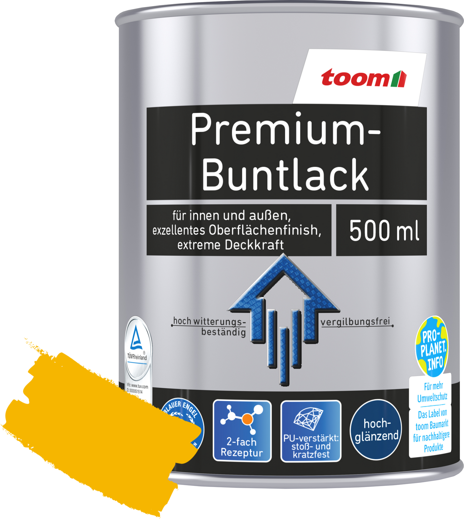 toom Premium-Buntlack rapsgelb glänzend 500 ml