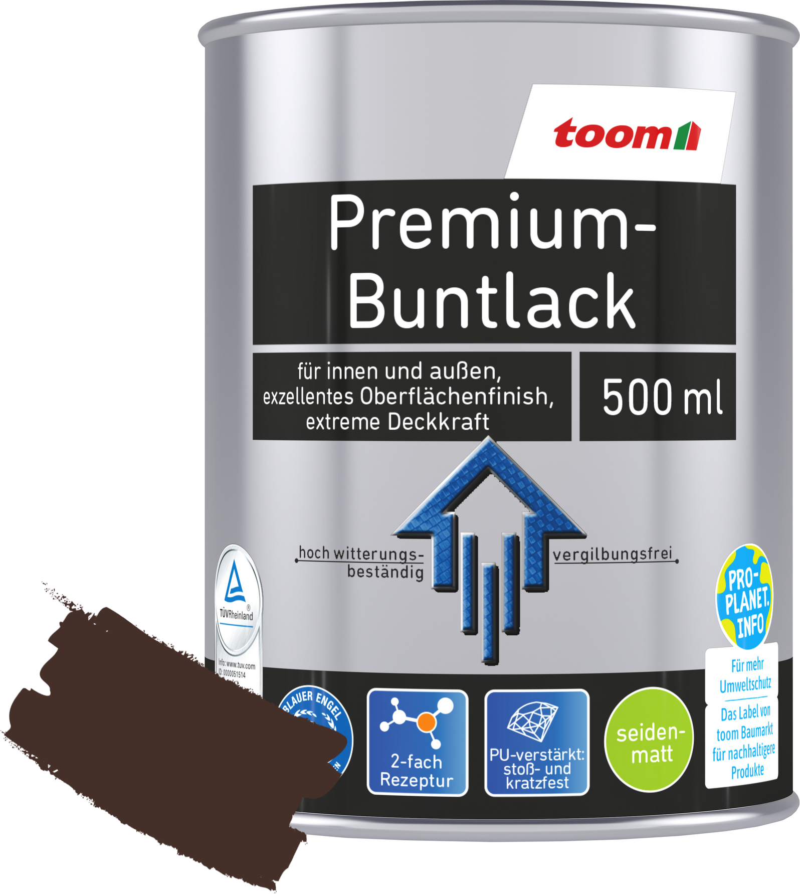 Thumbnail - toom Premium-Buntlack schokobraun seidenmatt 500 ml