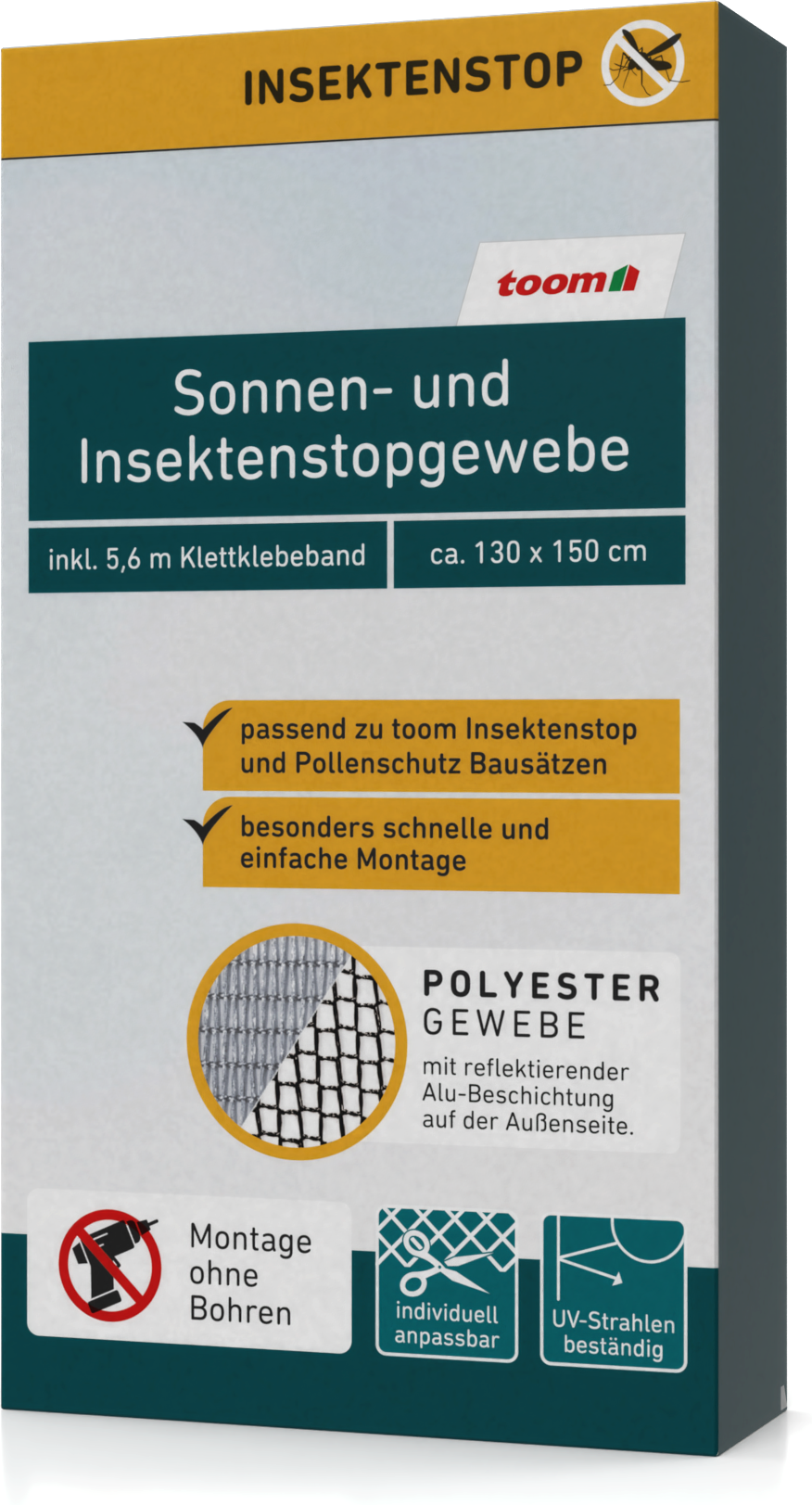 toom Sonnen- und Insektenstopgewebe 130 x 150 cm