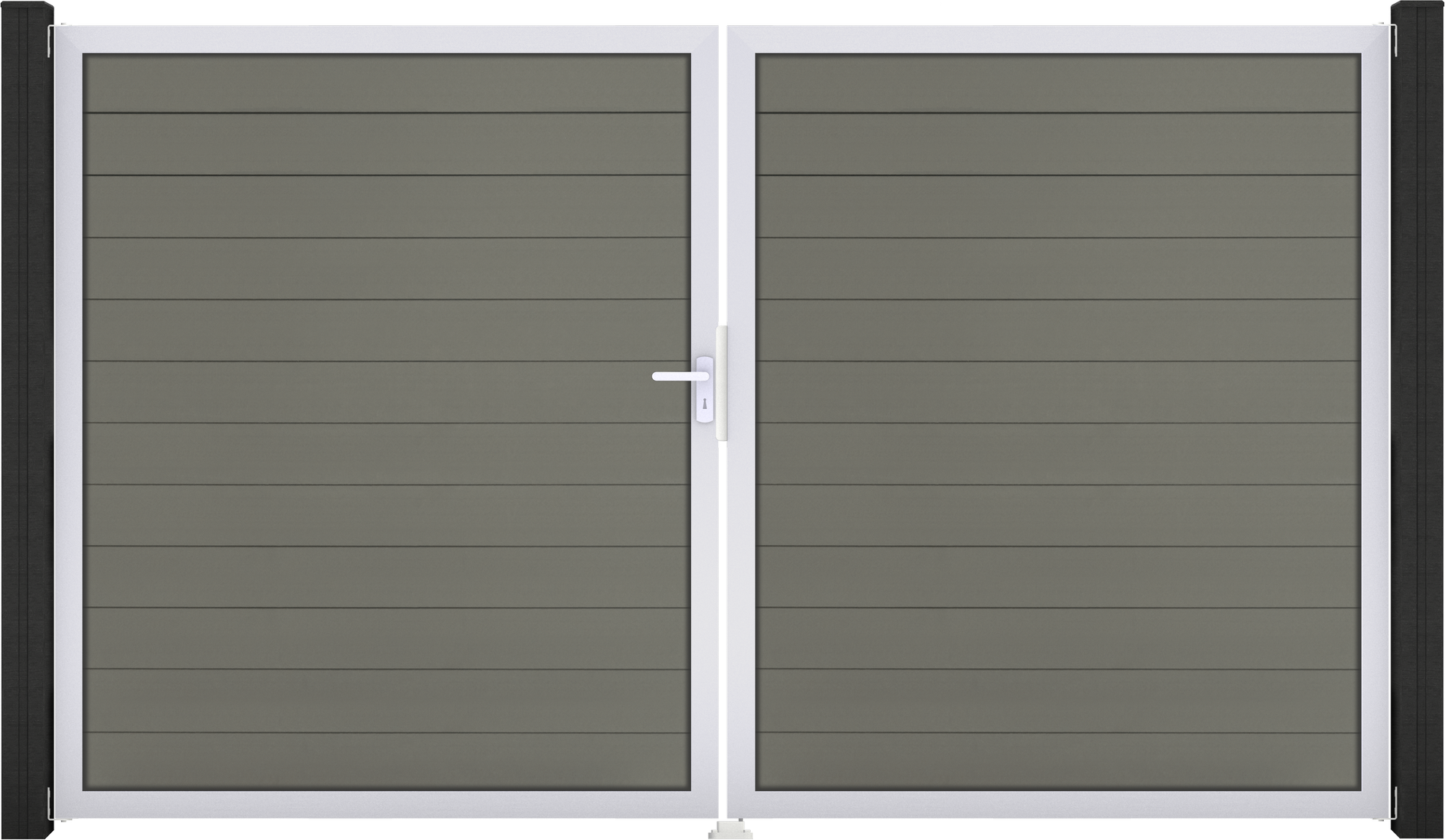 GroJa Doppeltor 'Solid' BPC/Aluminium DIN links grau/silber 300 x 180 cm