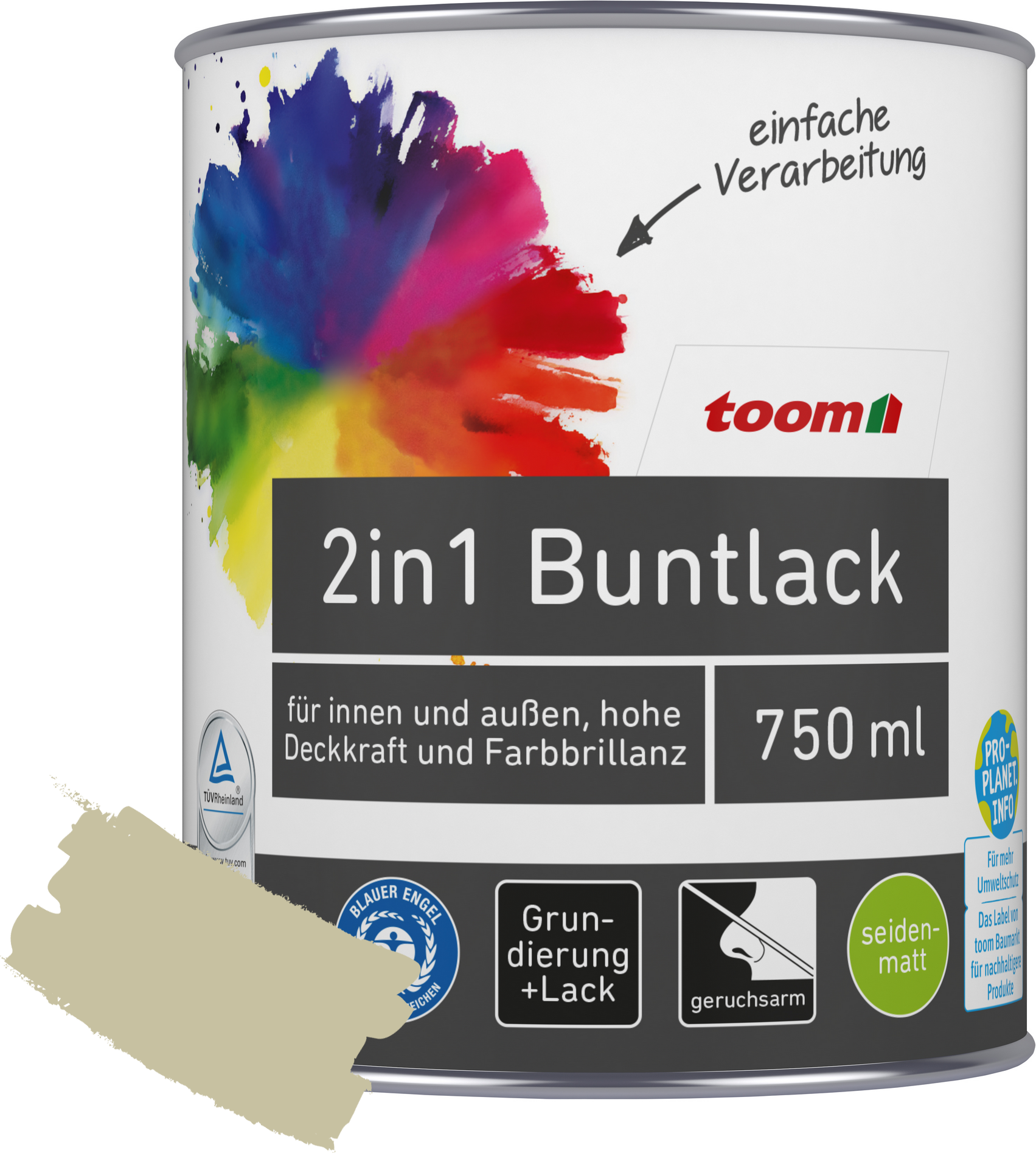 Thumbnail - toom 2in1 Buntlack 'Salbeiduft' zartgrün seidenmatt 750 ml